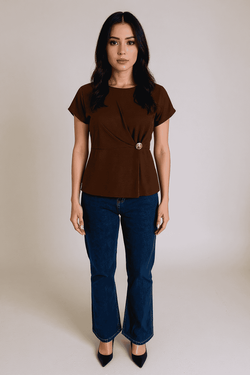 Solid-Satin-Round-Neck-Women-s-Top
