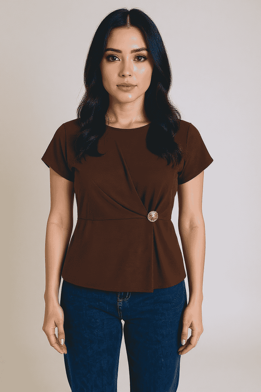 Solid-Satin-Round-Neck-Women-s-Top