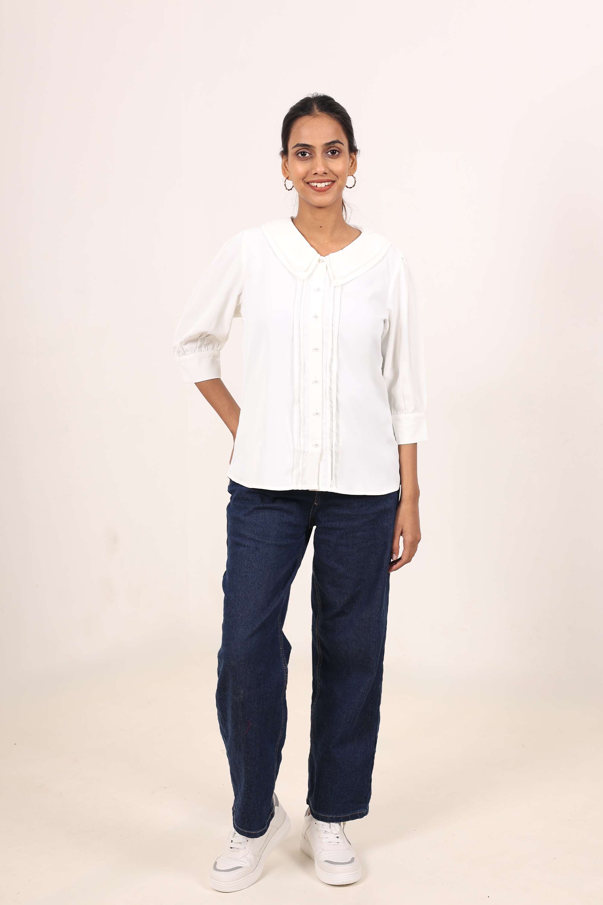 Solid-Satin-Round-Neck-Women-s-Top