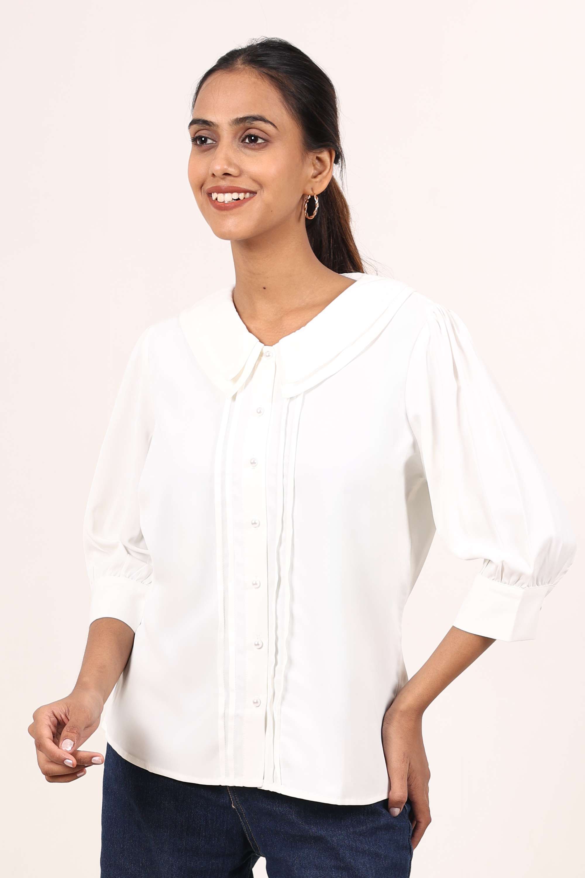 Solid-Satin-Round-Neck-Women-s-Top