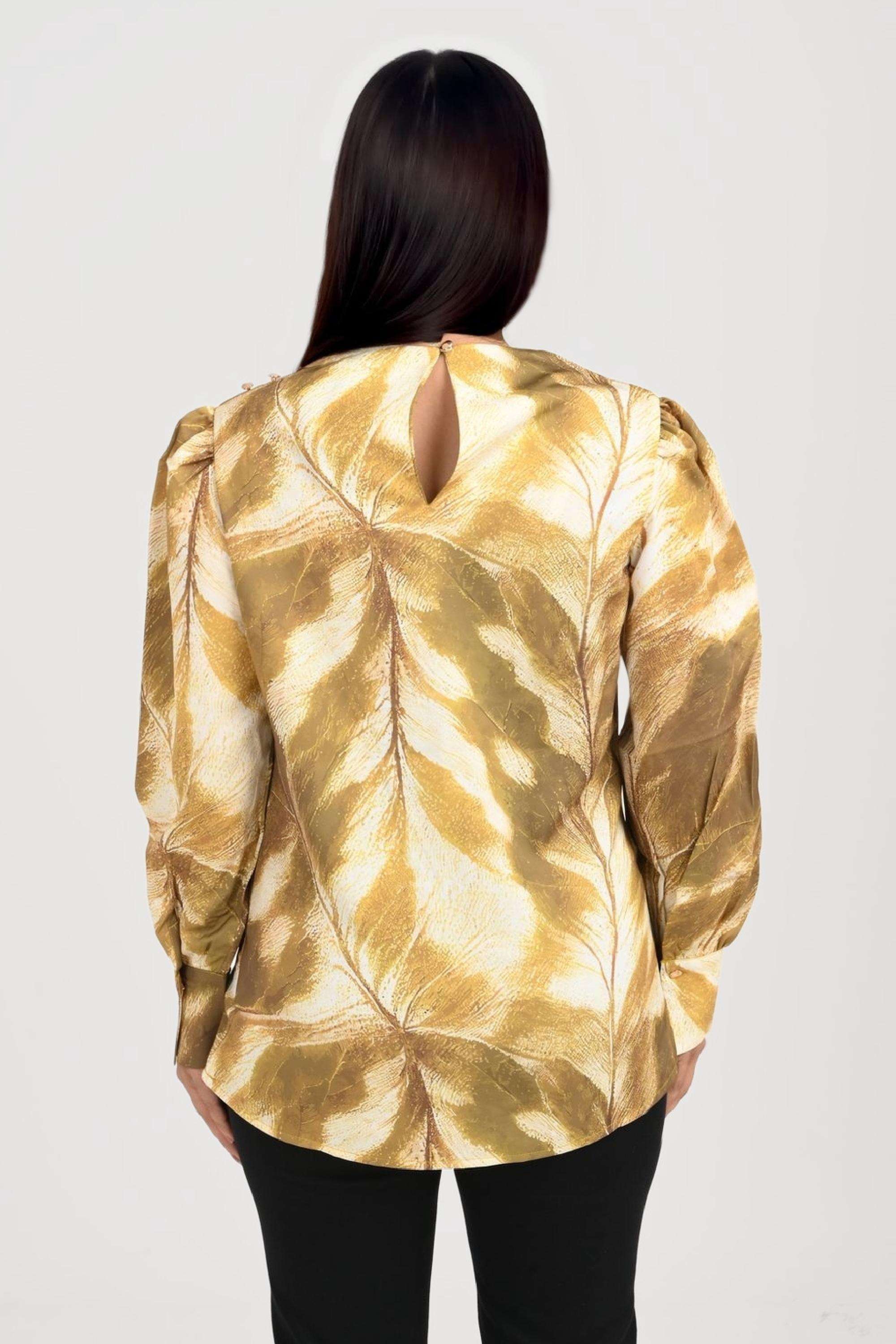 Printed-Satin-Round-Neck-Women-s-Top