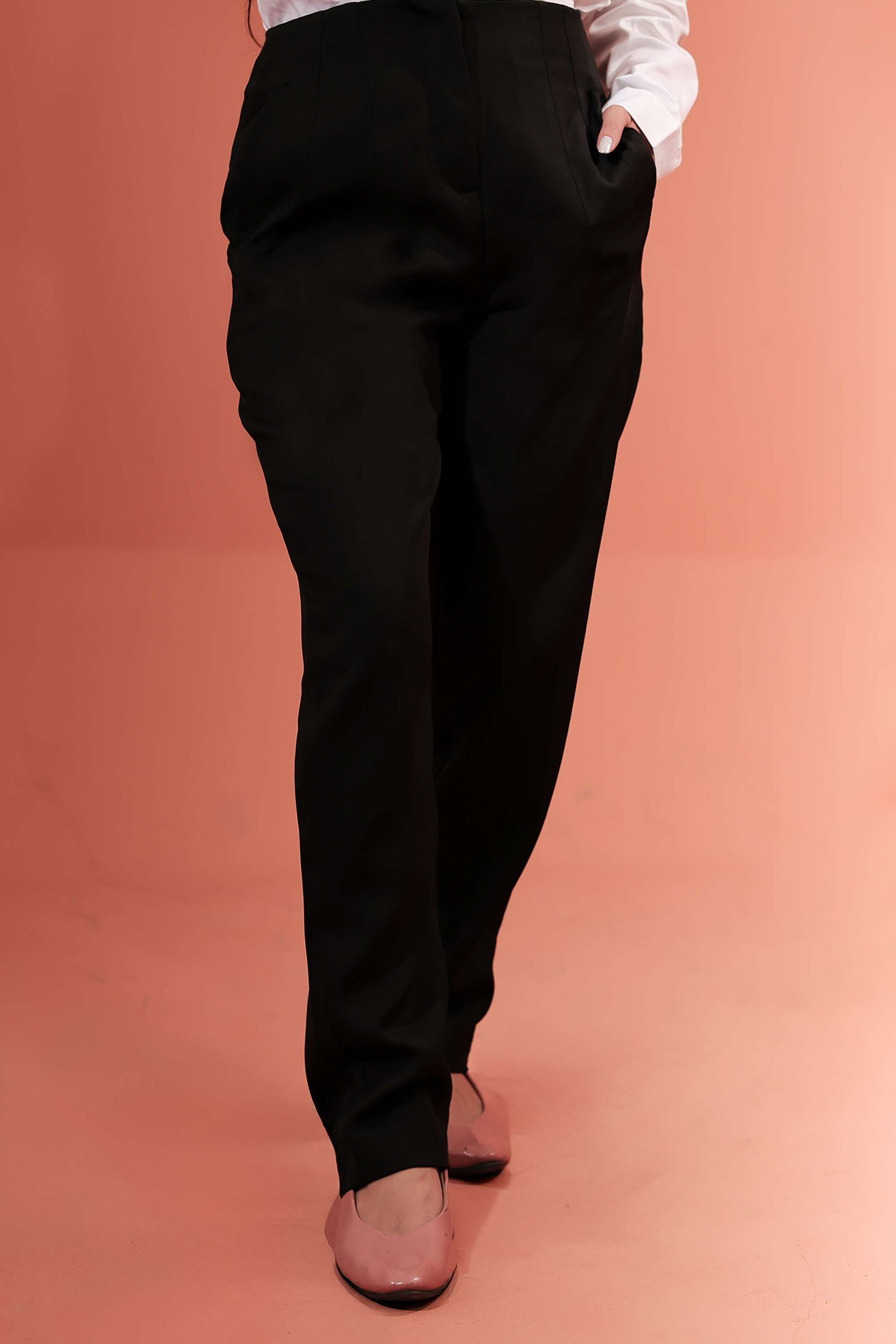 Solid-Regular-Fit-Twill-Women-s-Formal-Wear-Pants