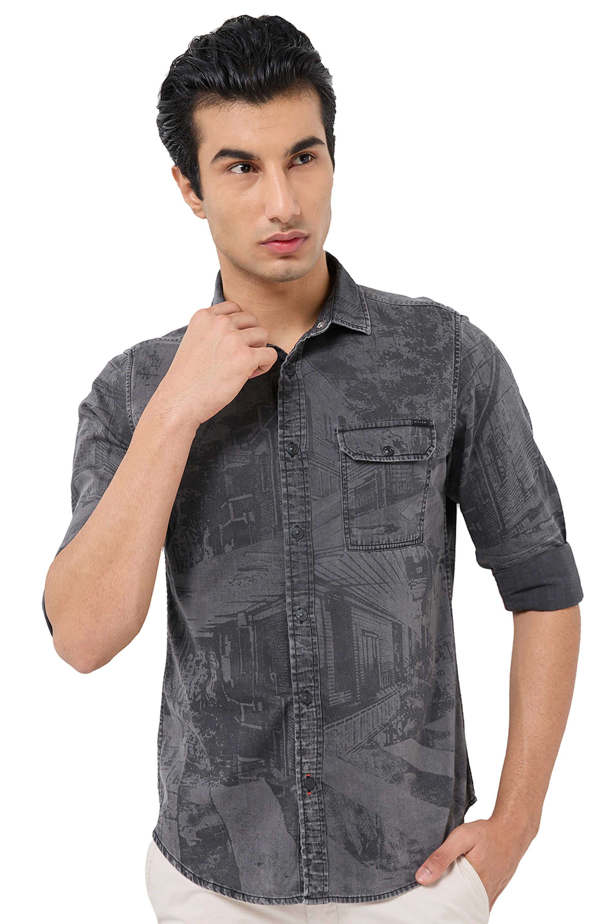 Solid-Cotton-Regular-Fit-Men-s-Casual-Shirt