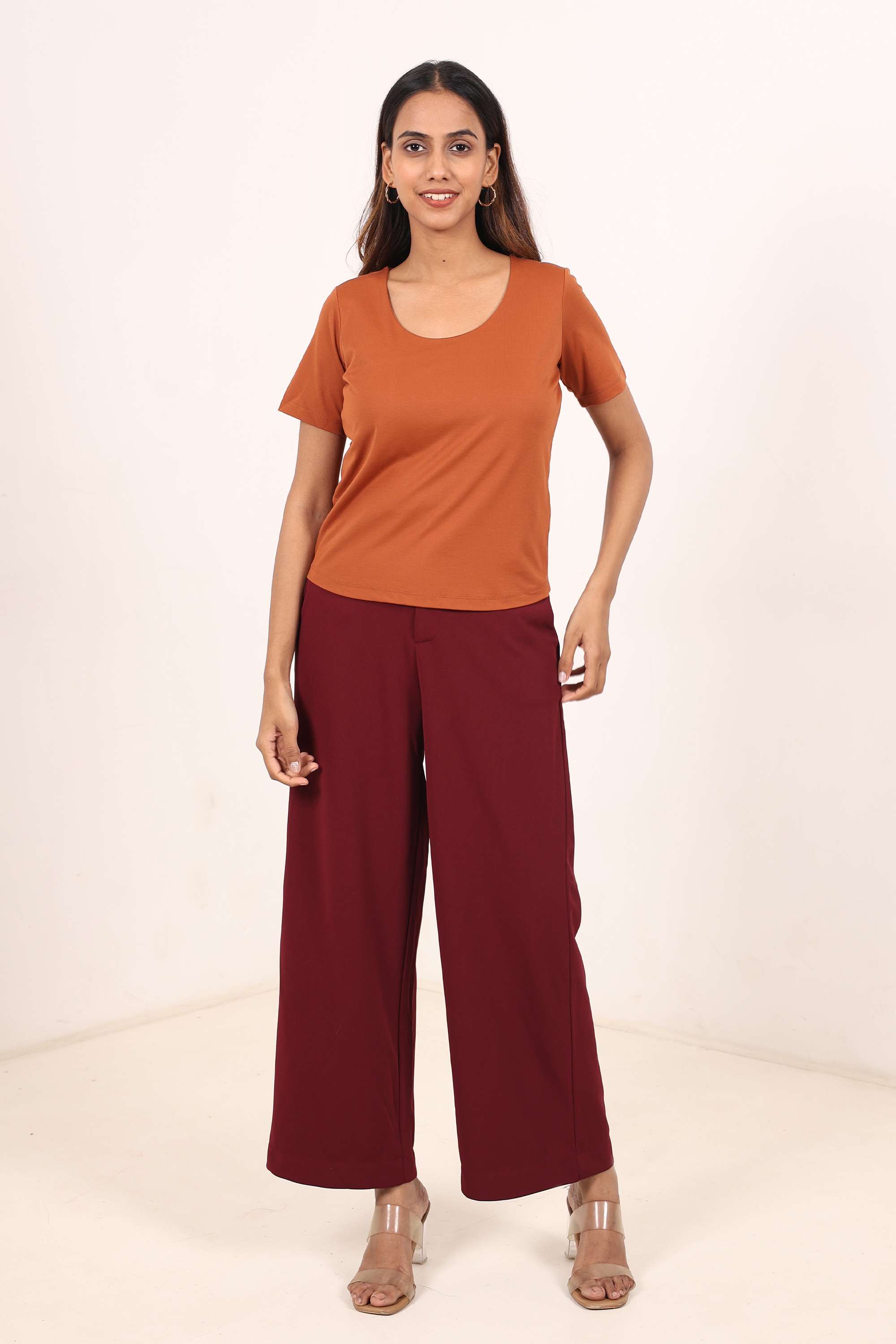 Solid-Regular-Fit-Blended-Fabric-Women-s-Casual-Wear-Pants