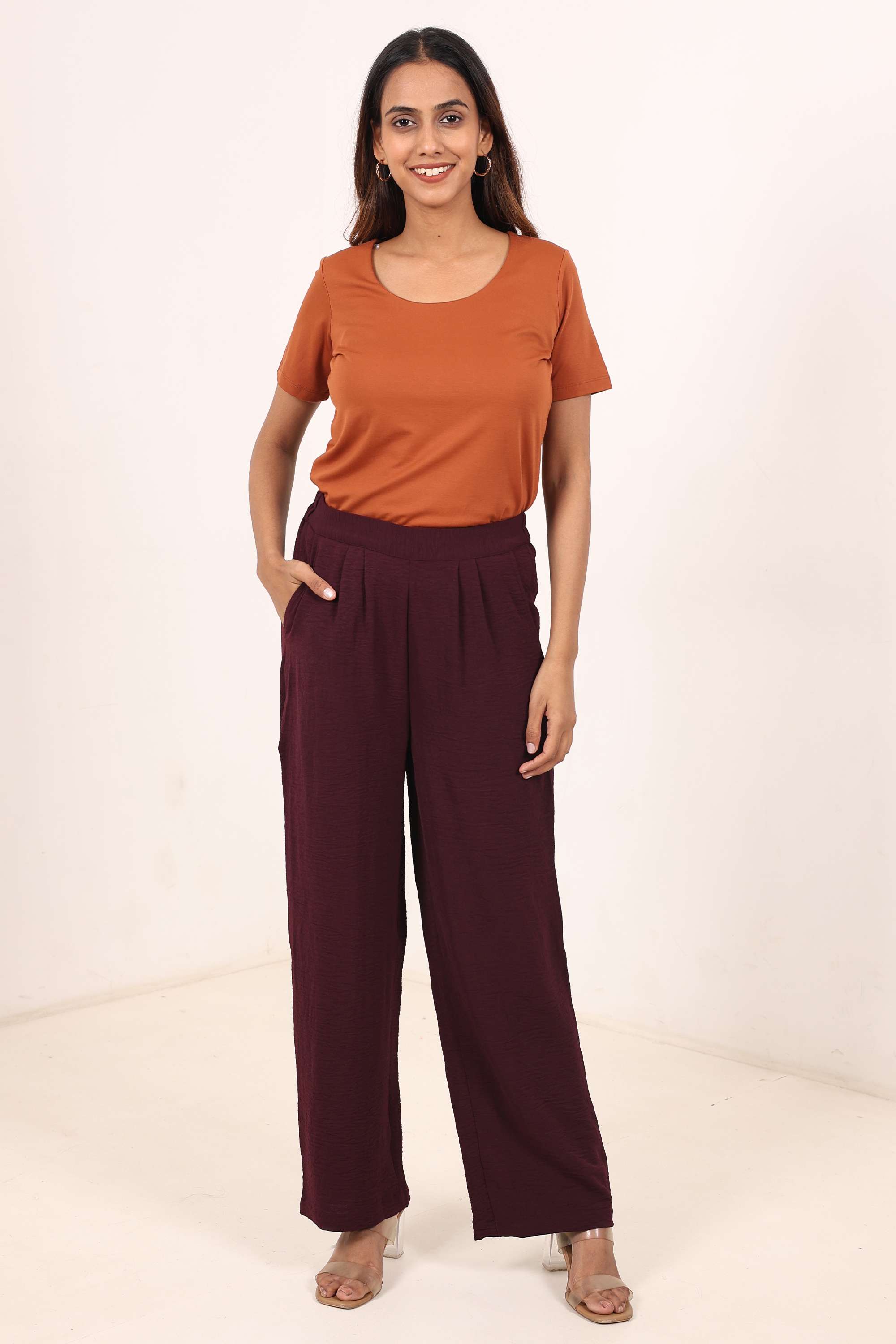 Solid-Regular-Fit-Polyester-Women-s-Casual-Wear-Pants