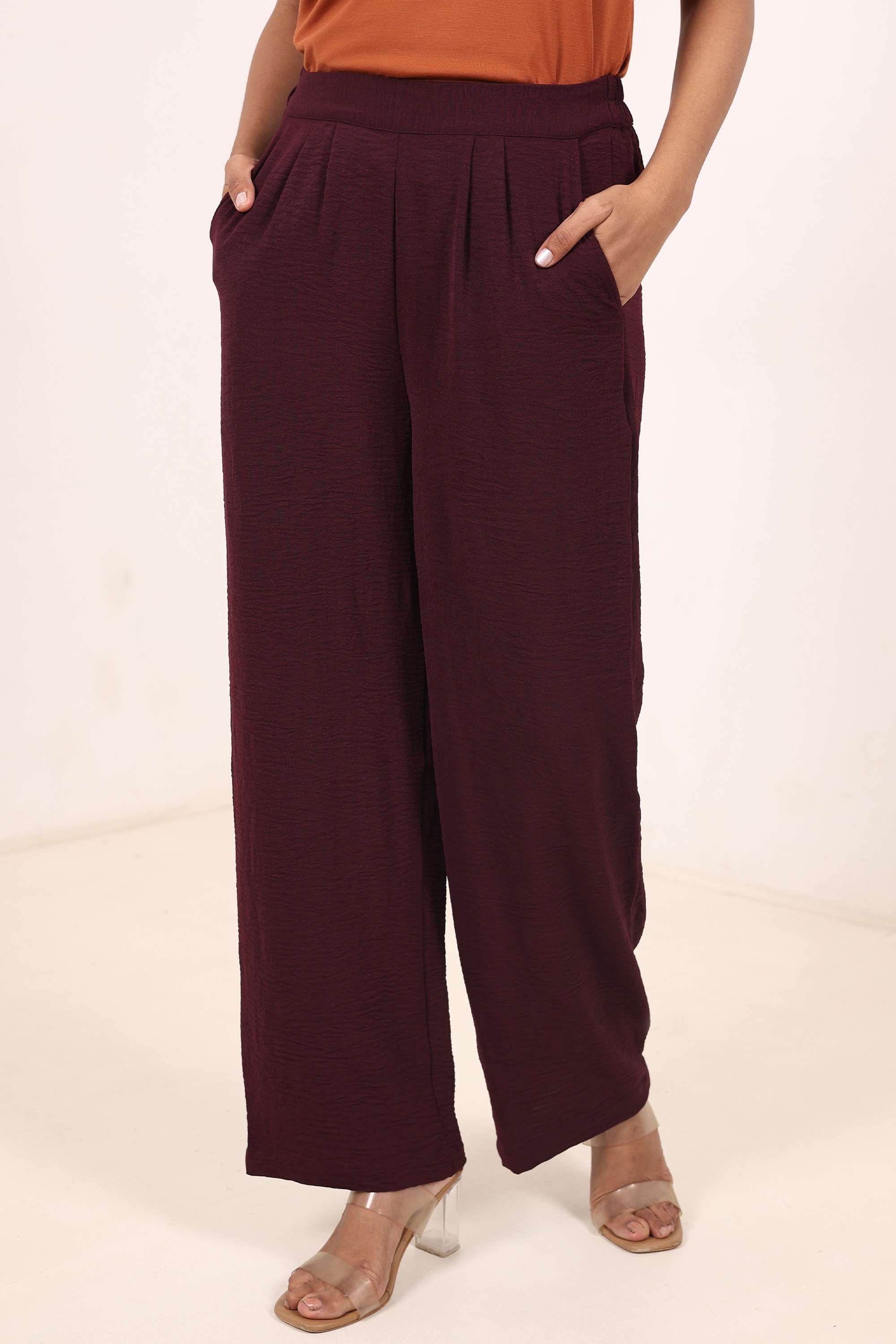 Solid-Regular-Fit-Polyester-Women-s-Casual-Wear-Pants