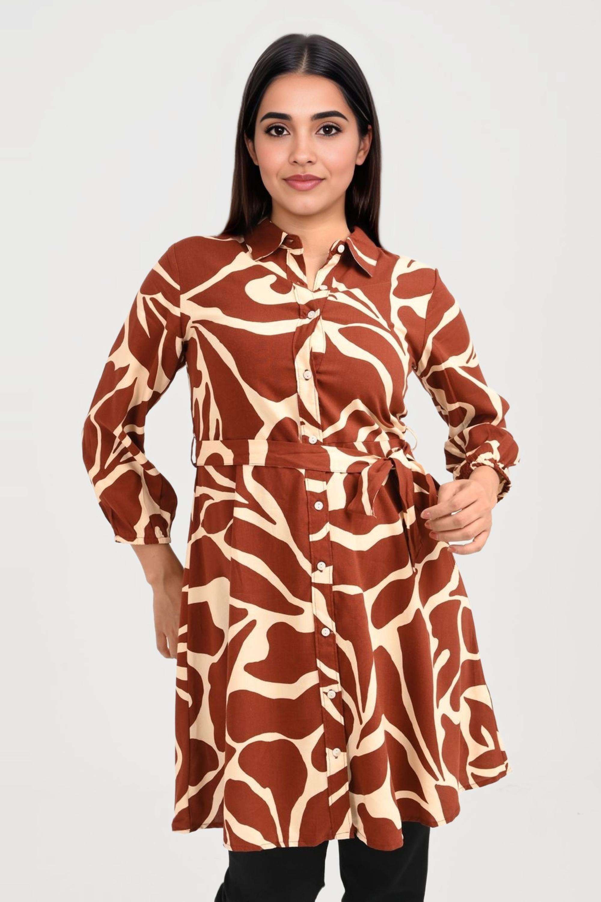 Abstract-Rayon-Relaxed-Fit-Women-s-Knee-Length-Dress