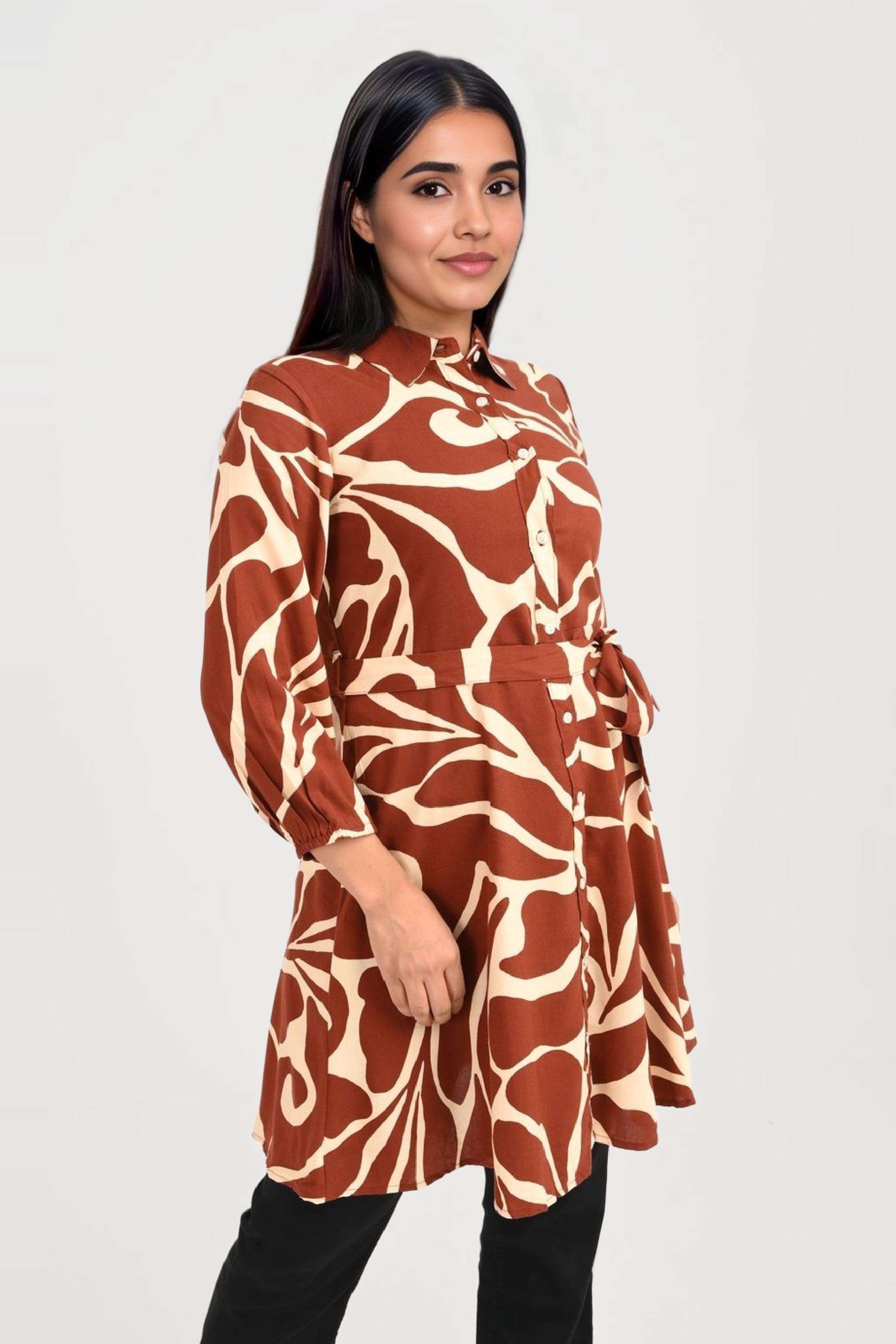 Abstract-Rayon-Relaxed-Fit-Women-s-Knee-Length-Dress