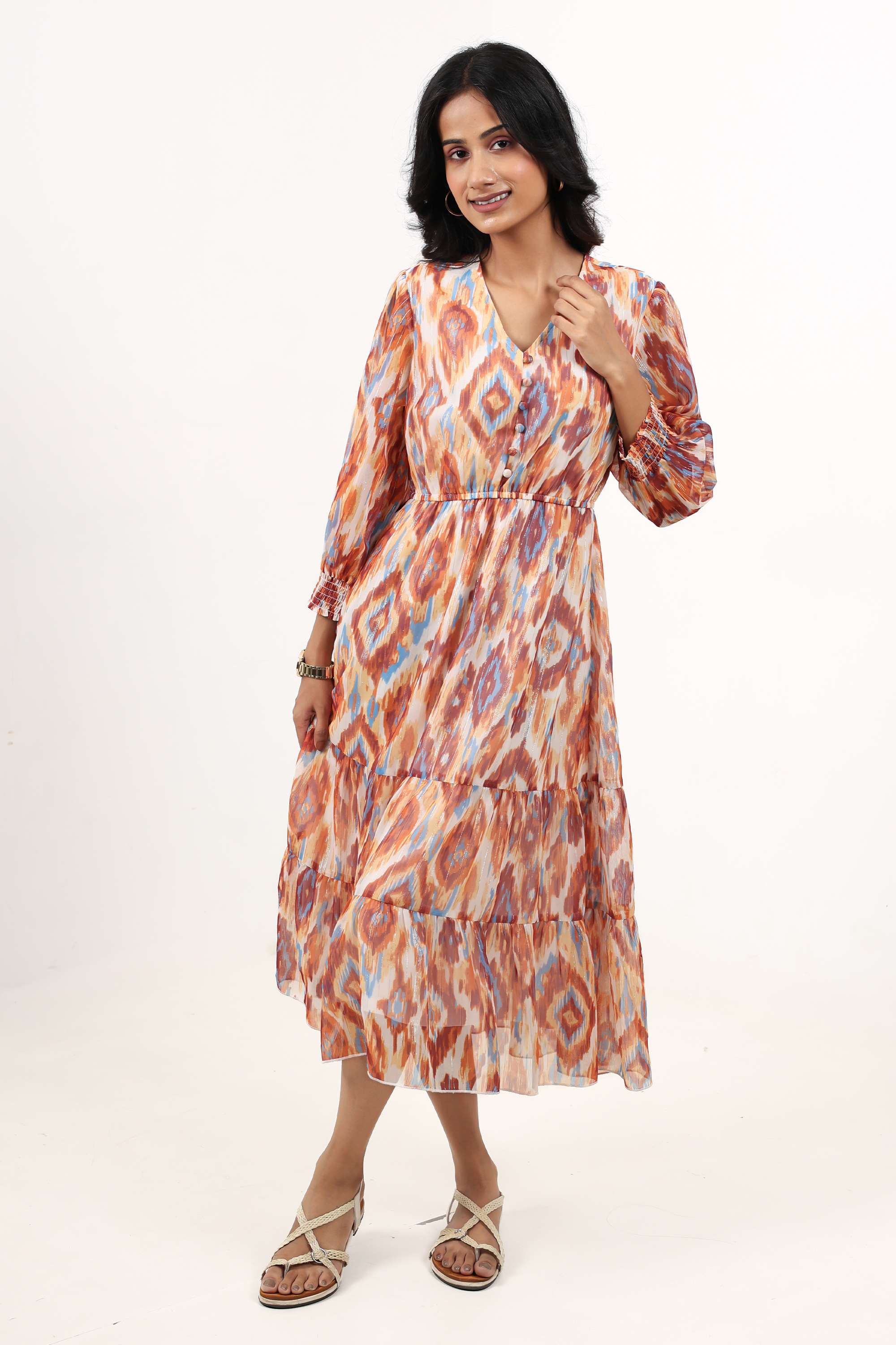 Printed-V-Neck-Georgette-Women-s-Dress