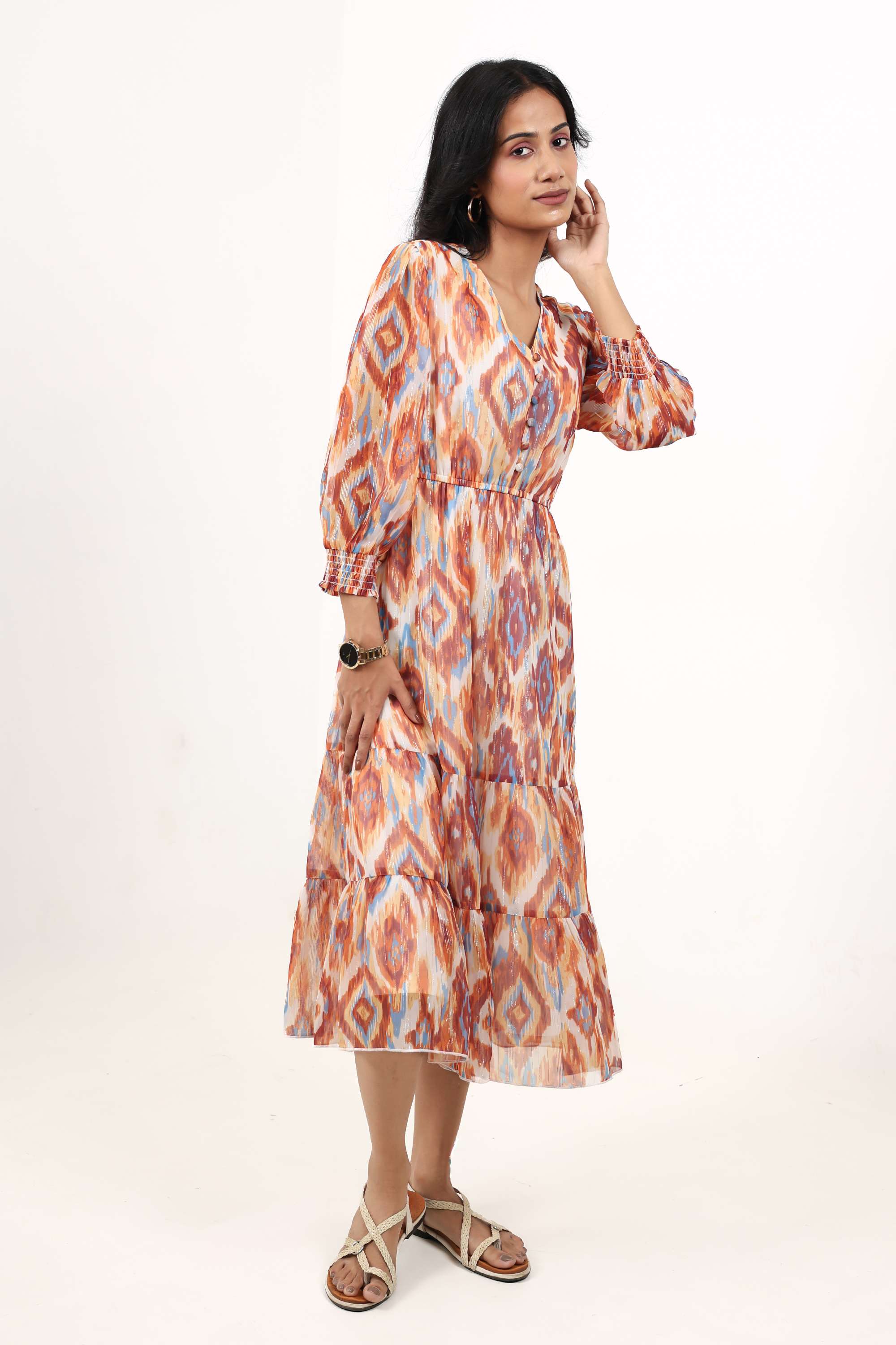 Printed-V-Neck-Georgette-Women-s-Dress