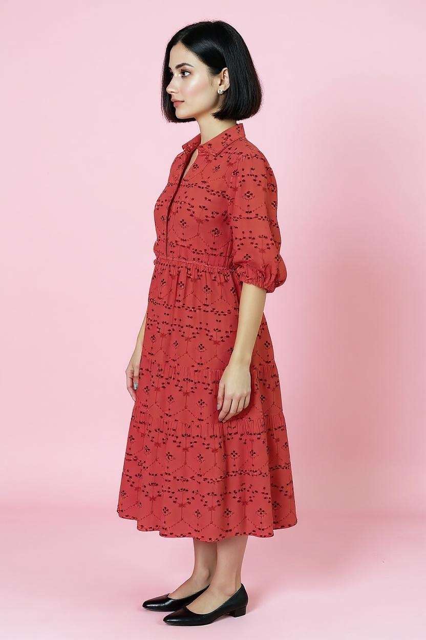Schiffli-Round-Neck-Cotton-Women-Dress