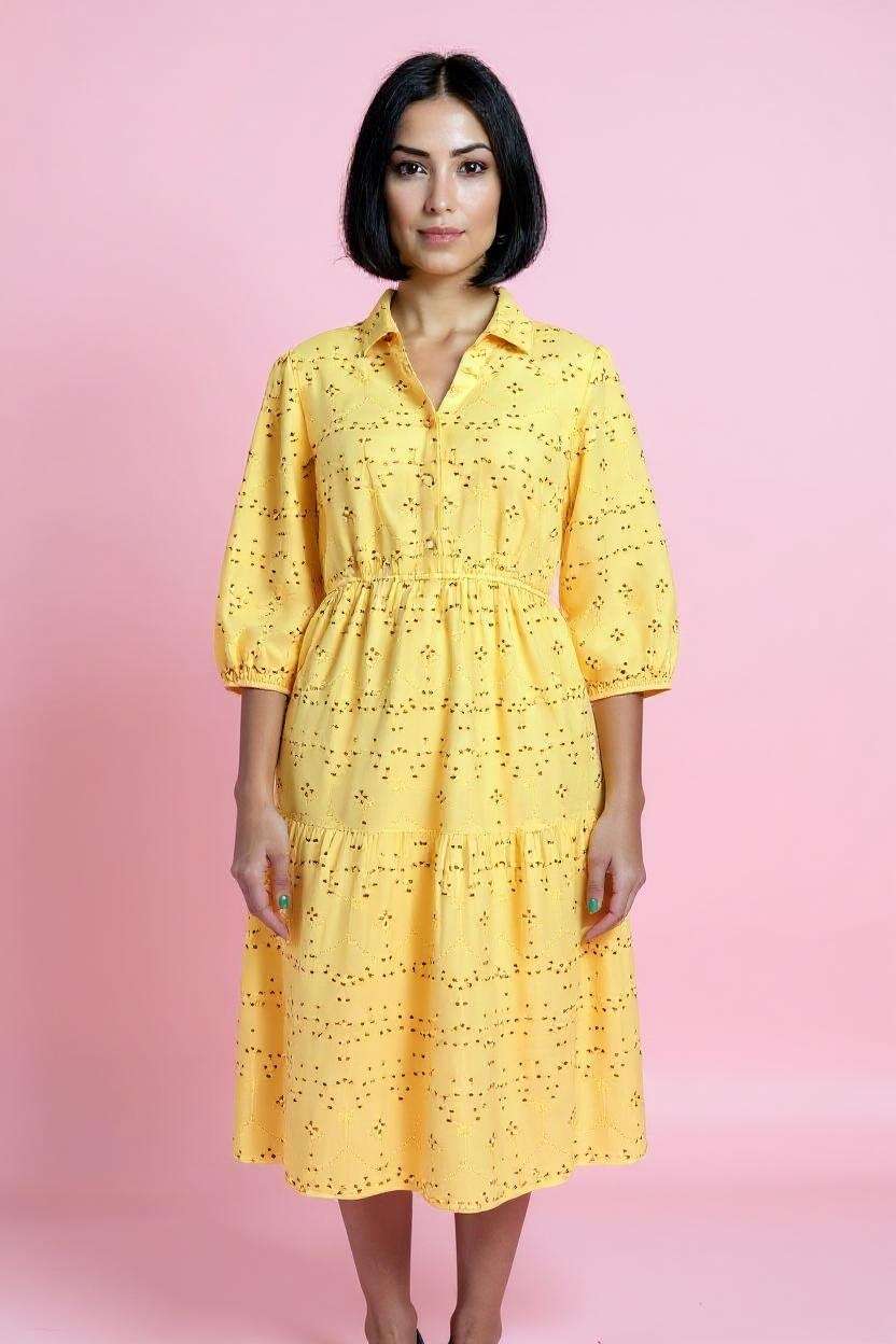 Schiffli-Round-Neck-Cotton-Women-Dress