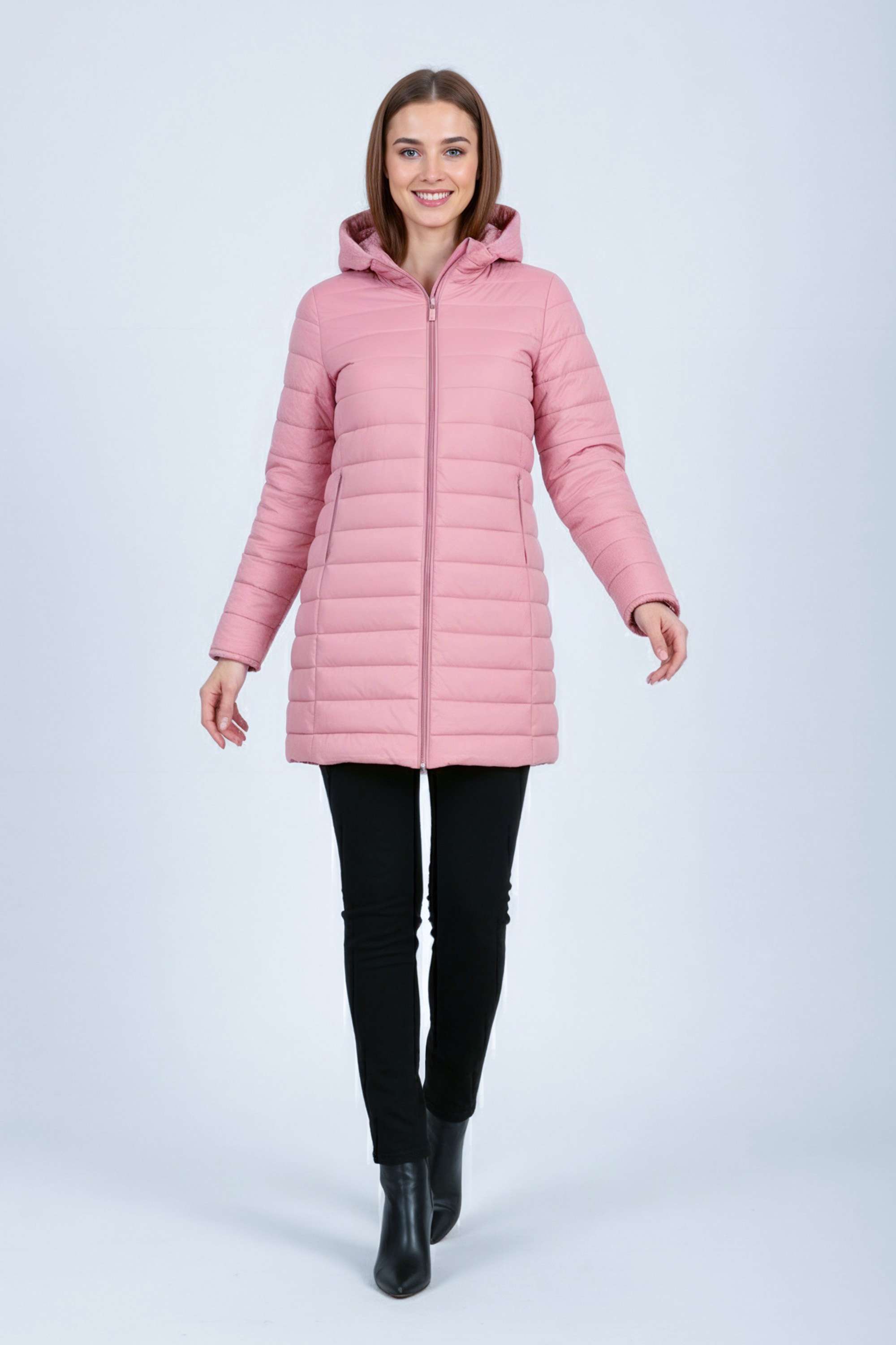 Solid-Hooded-Blended-Fabric-Women-s-Winter-Wear-Jacket