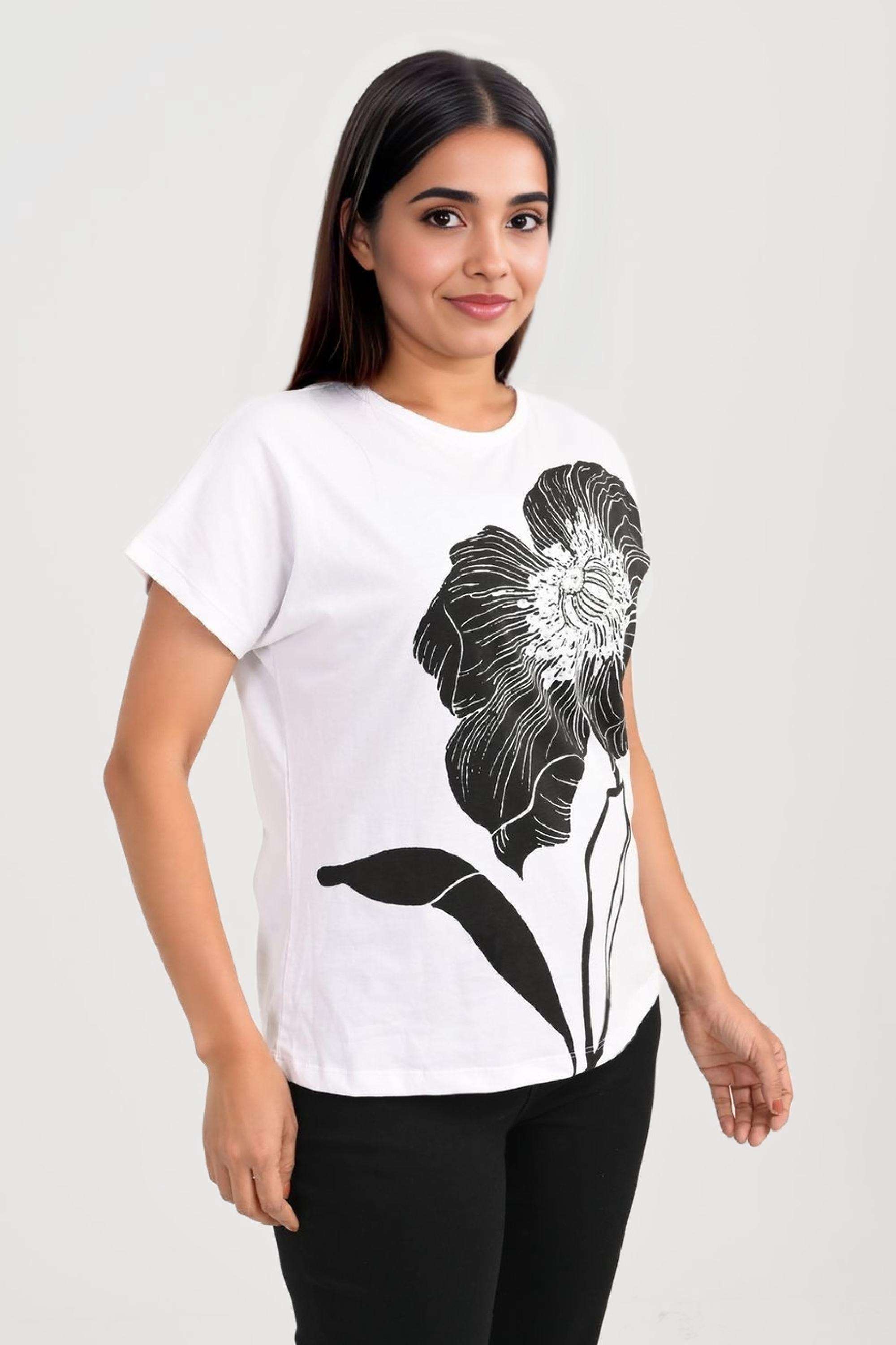 Printed-Cotton-Round-Neck-Women-Casual-Wear-T-Shirt