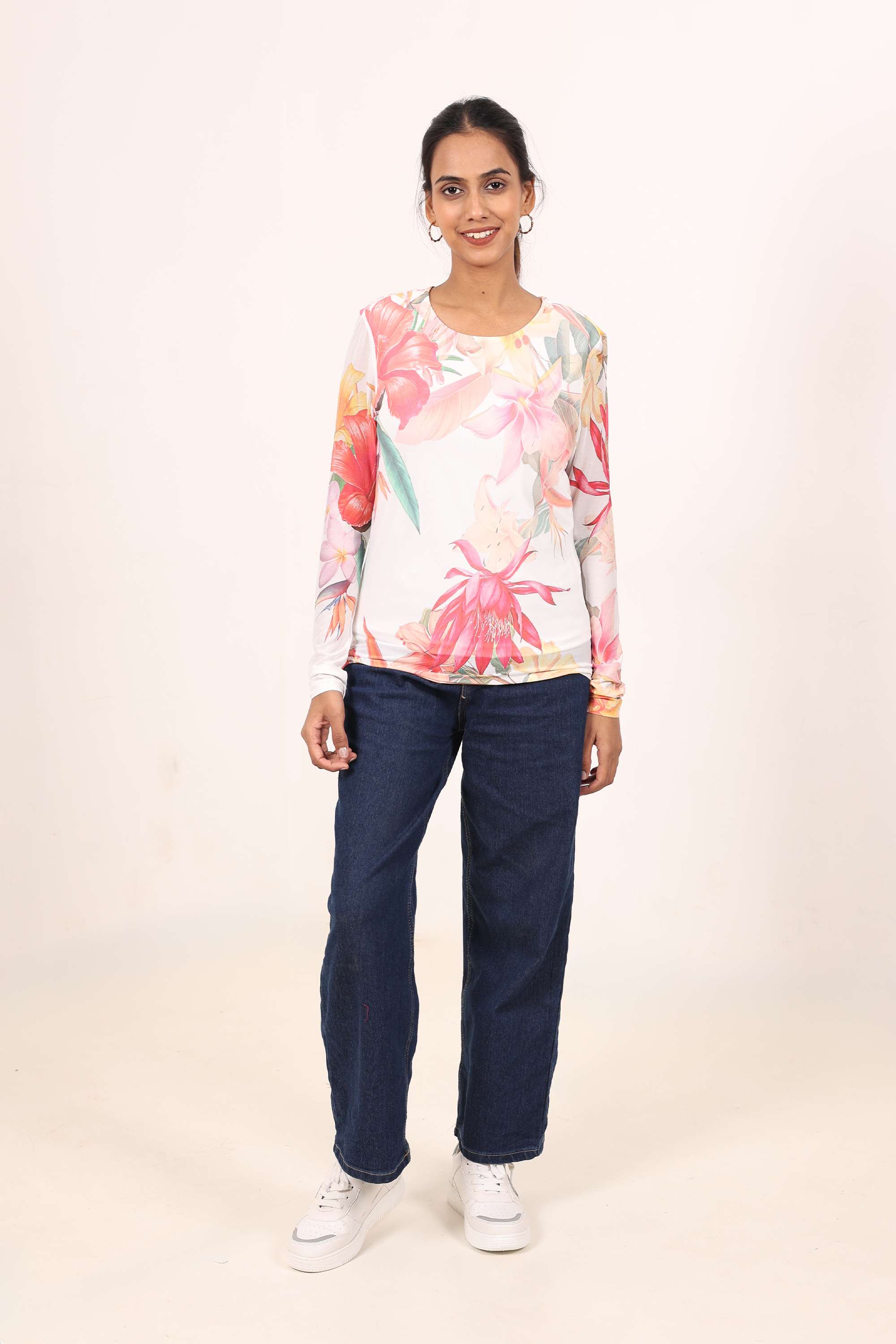 Printed-Polyester-Round-Neck-Women-s-T-Shirt