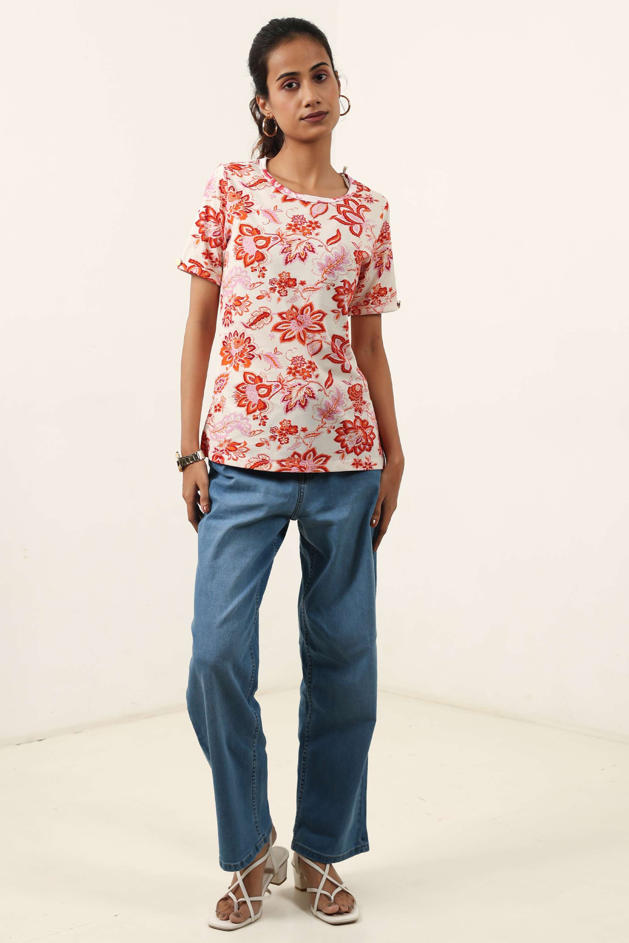 Blended-Fabric-Regular-Fit-Women-T-Shirt