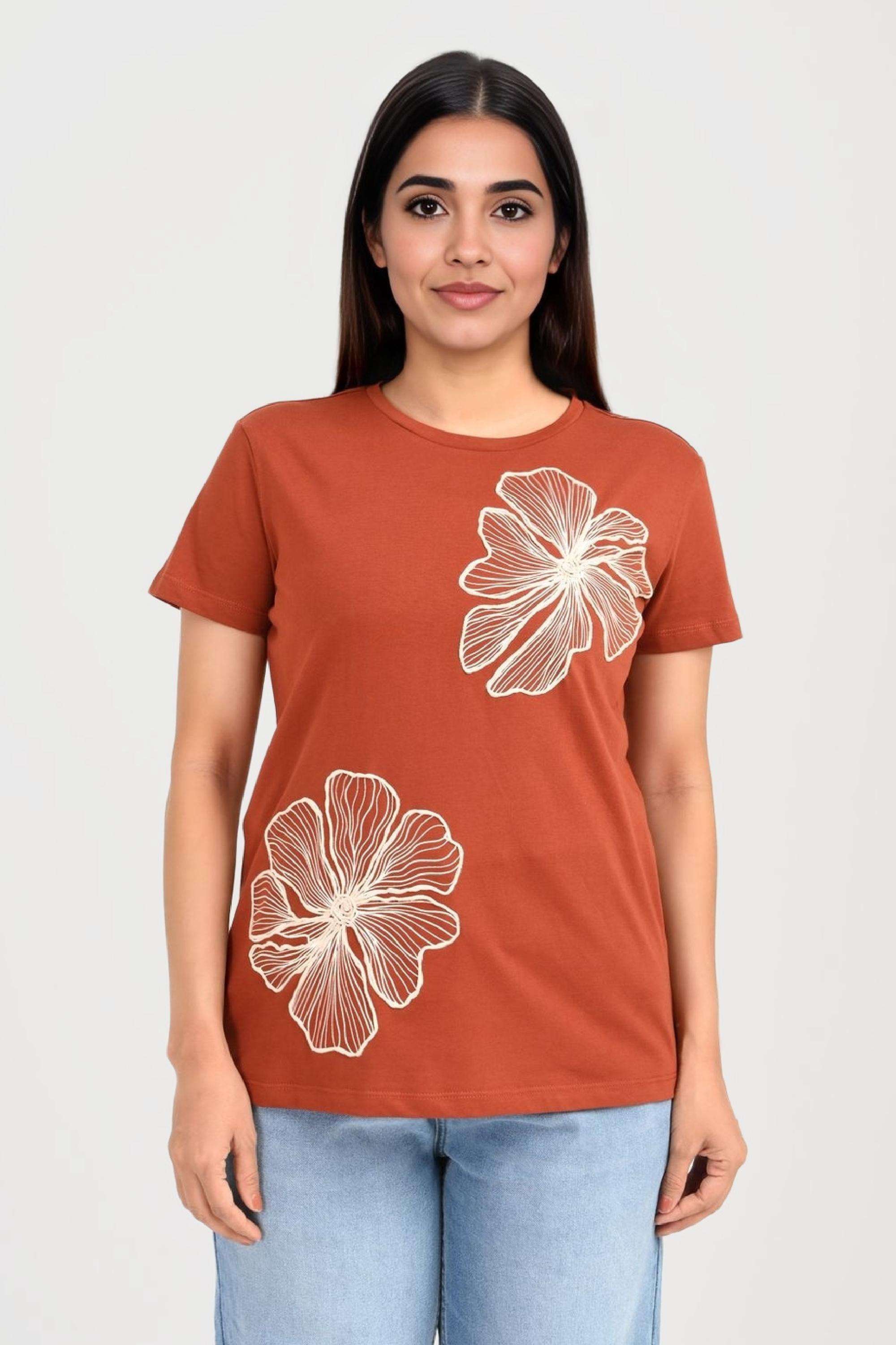 Printed-Jersey-Round-Neck-Women-s-T-Shirt