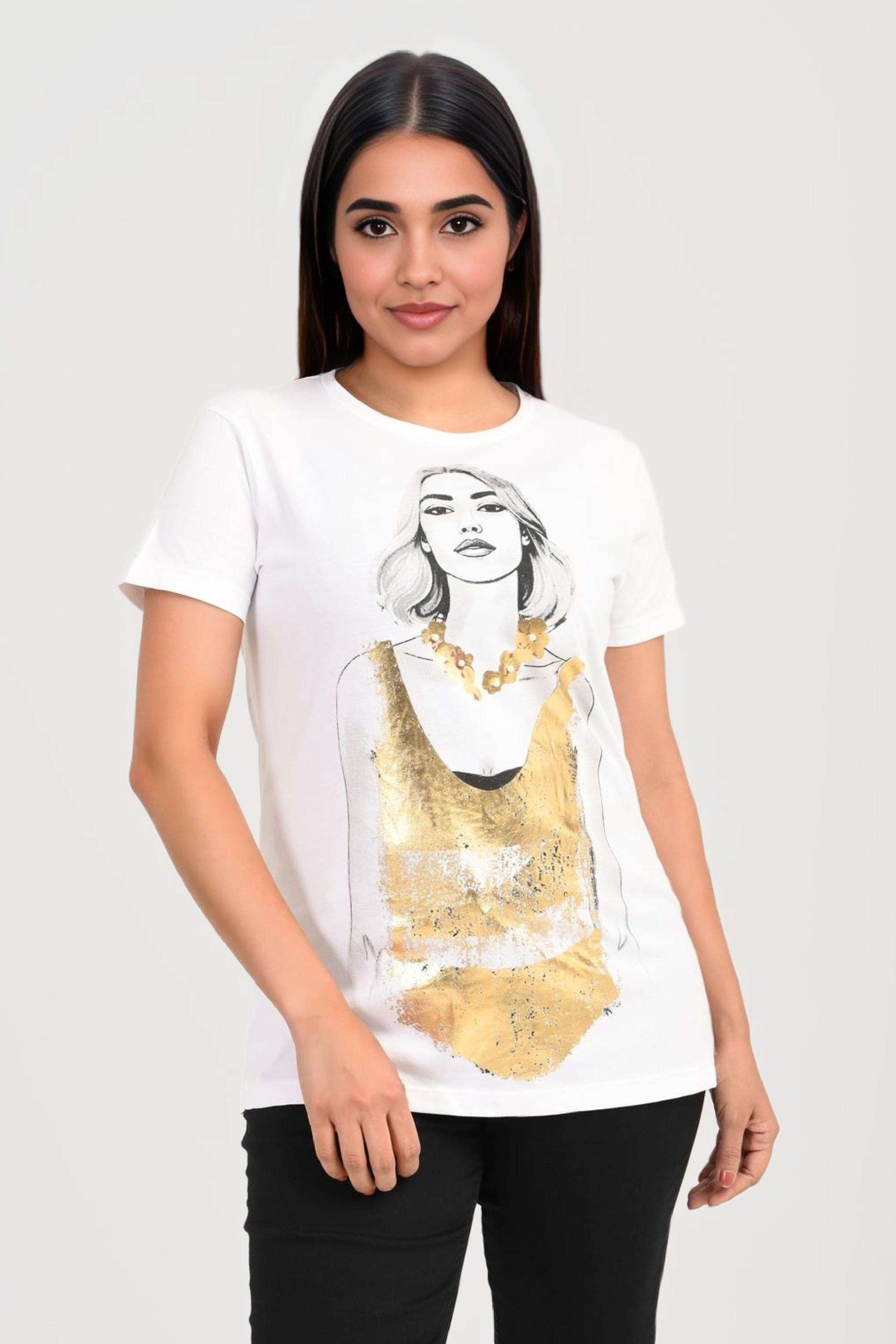 Printed-Cotton-Round-Neck-Women-Casual-Wear-T-Shirt