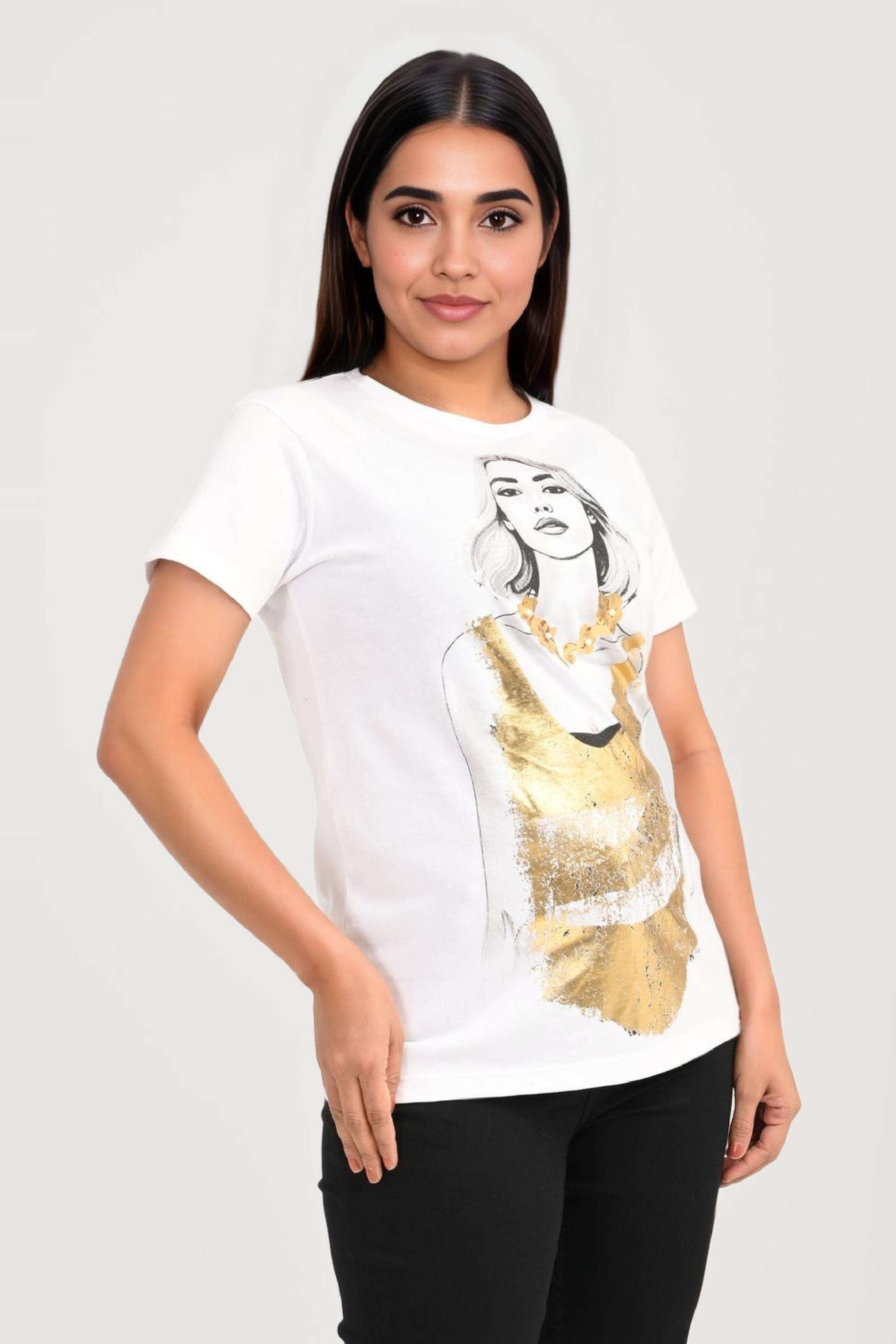 Printed-Cotton-Round-Neck-Women-Casual-Wear-T-Shirt