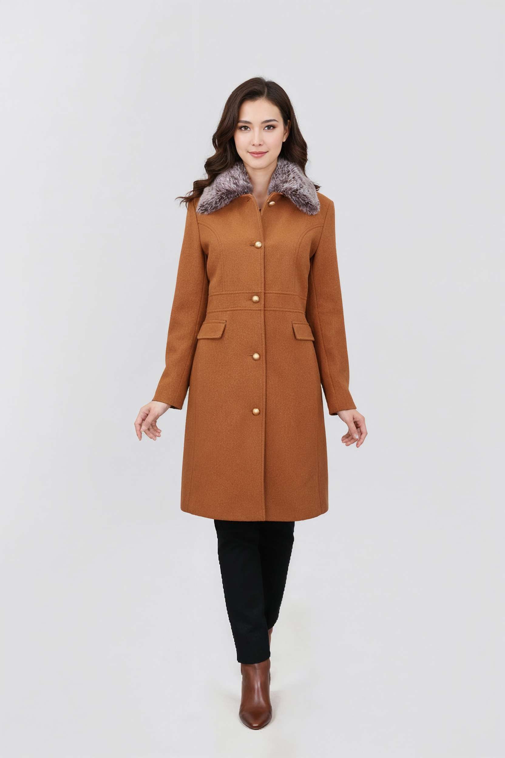Solid-Collared-Women-s-Winter-Wear-Coat