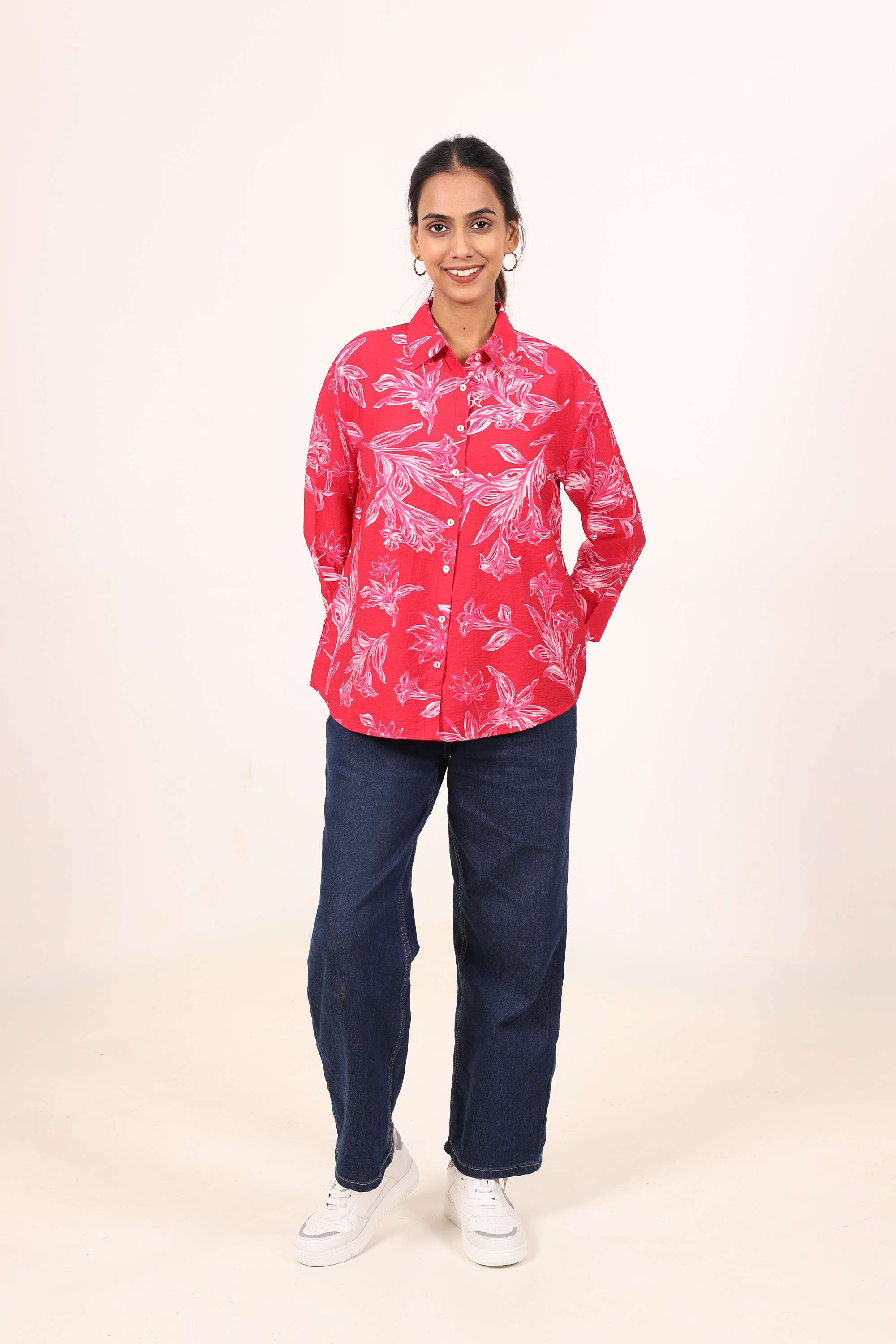 Printed-Collared-Nylon-Women-s-Casual-Wear-Shirt