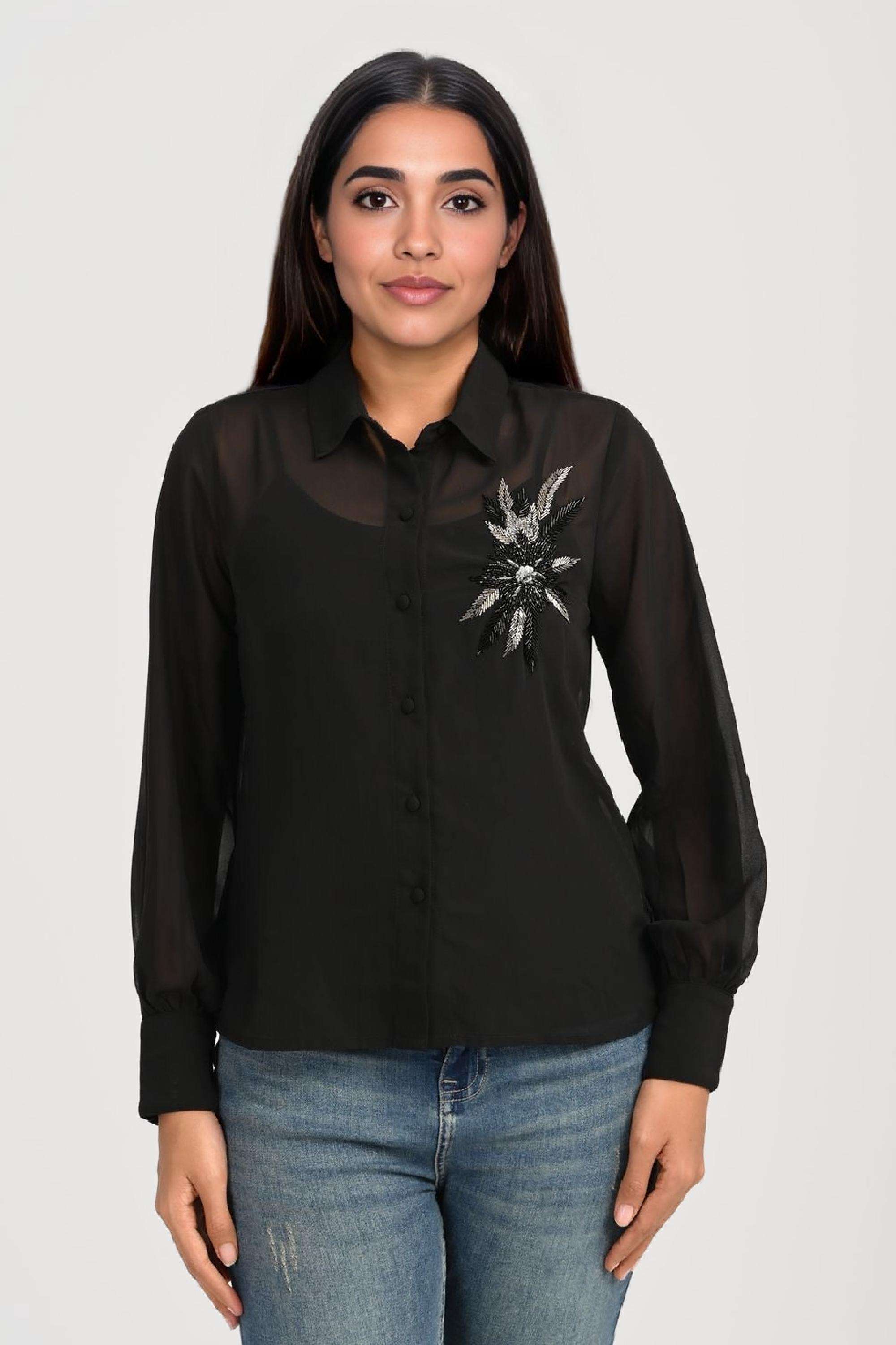 Embroidered-Chiffon-Regular-Fit-Women-s-Shirt