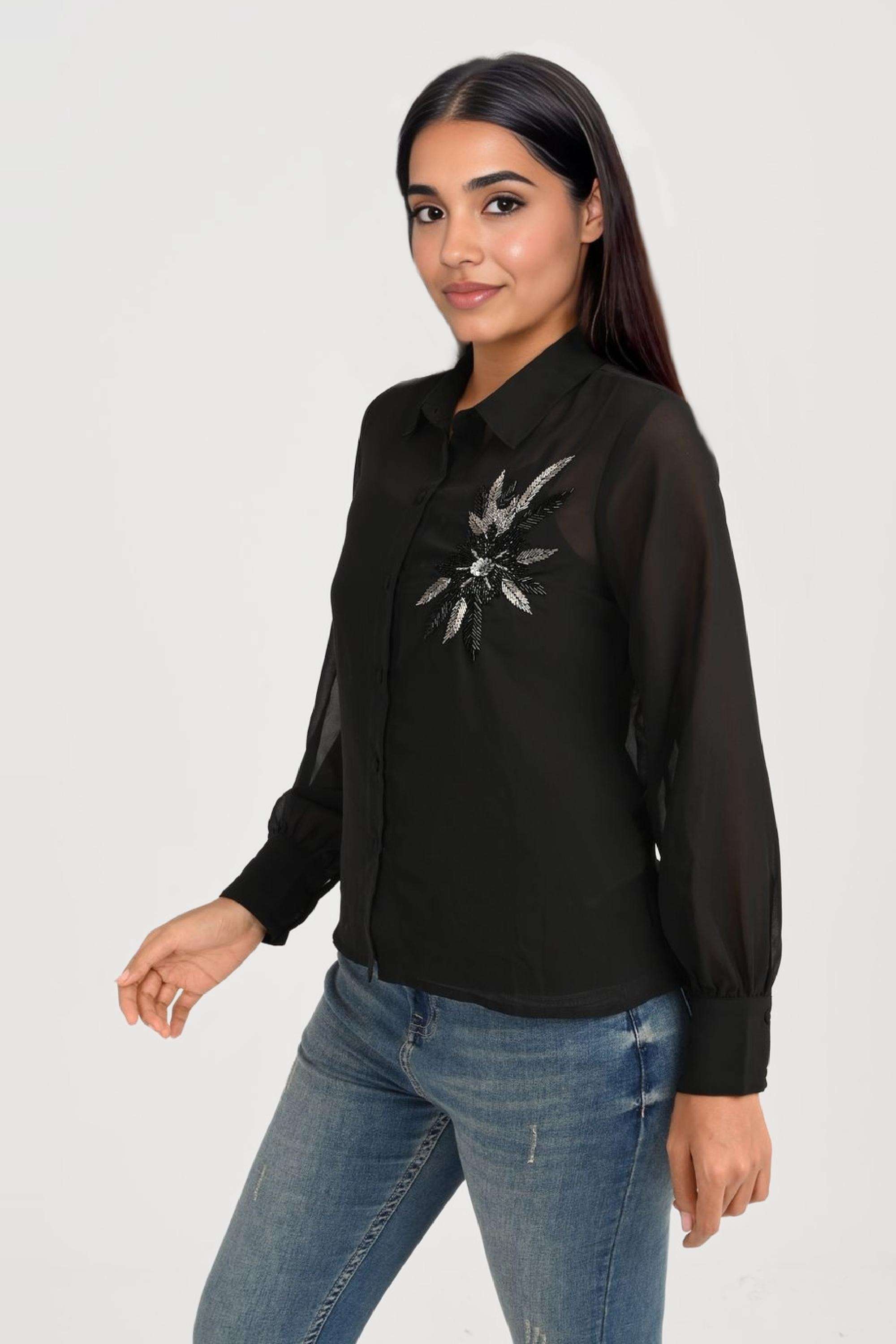 Embroidered-Chiffon-Regular-Fit-Women-s-Shirt