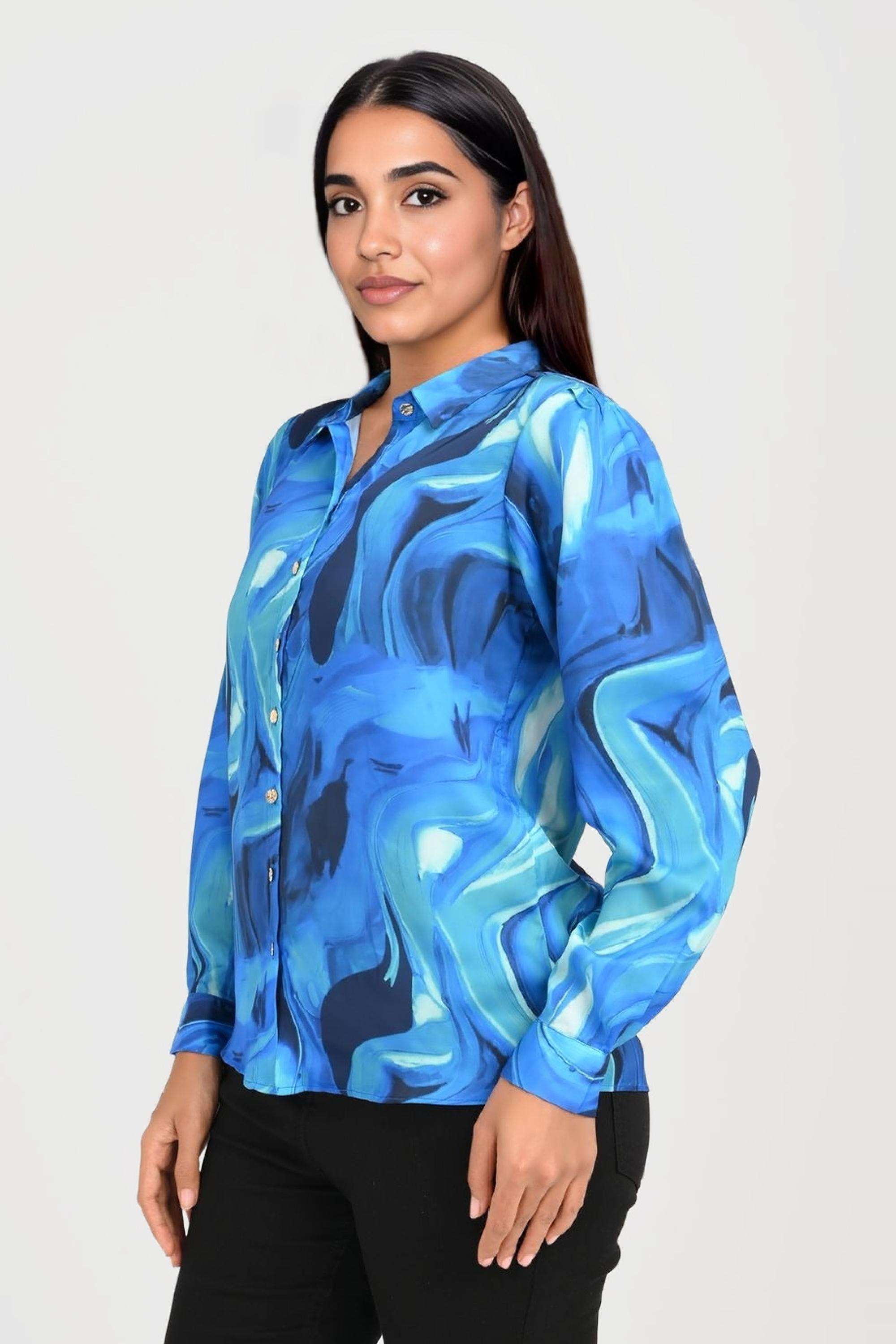 Abstract-Satin-Regular-Fit-Women-s-Casual-Shirt