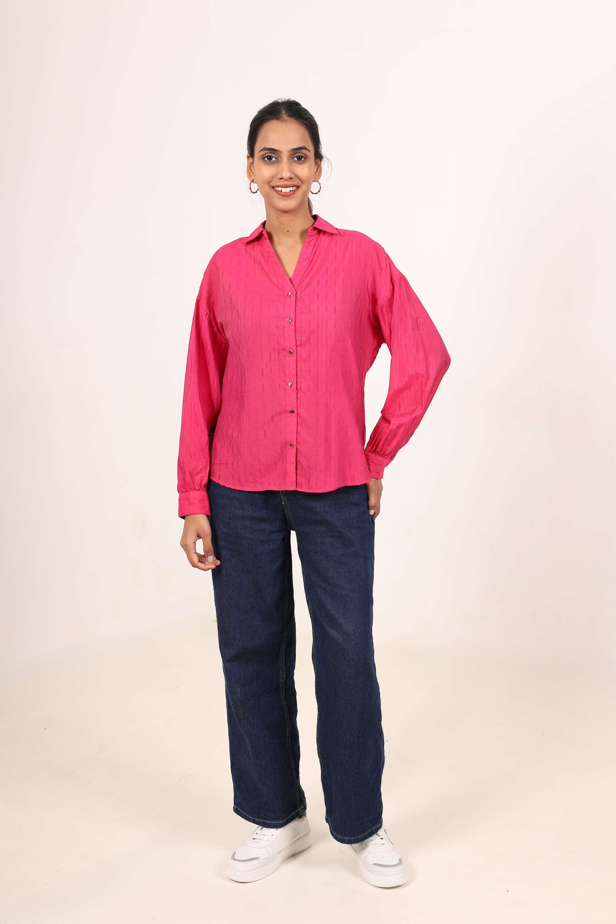 Dobby-Collared-Nylon-Women-s-Casual-Wear-Shirt