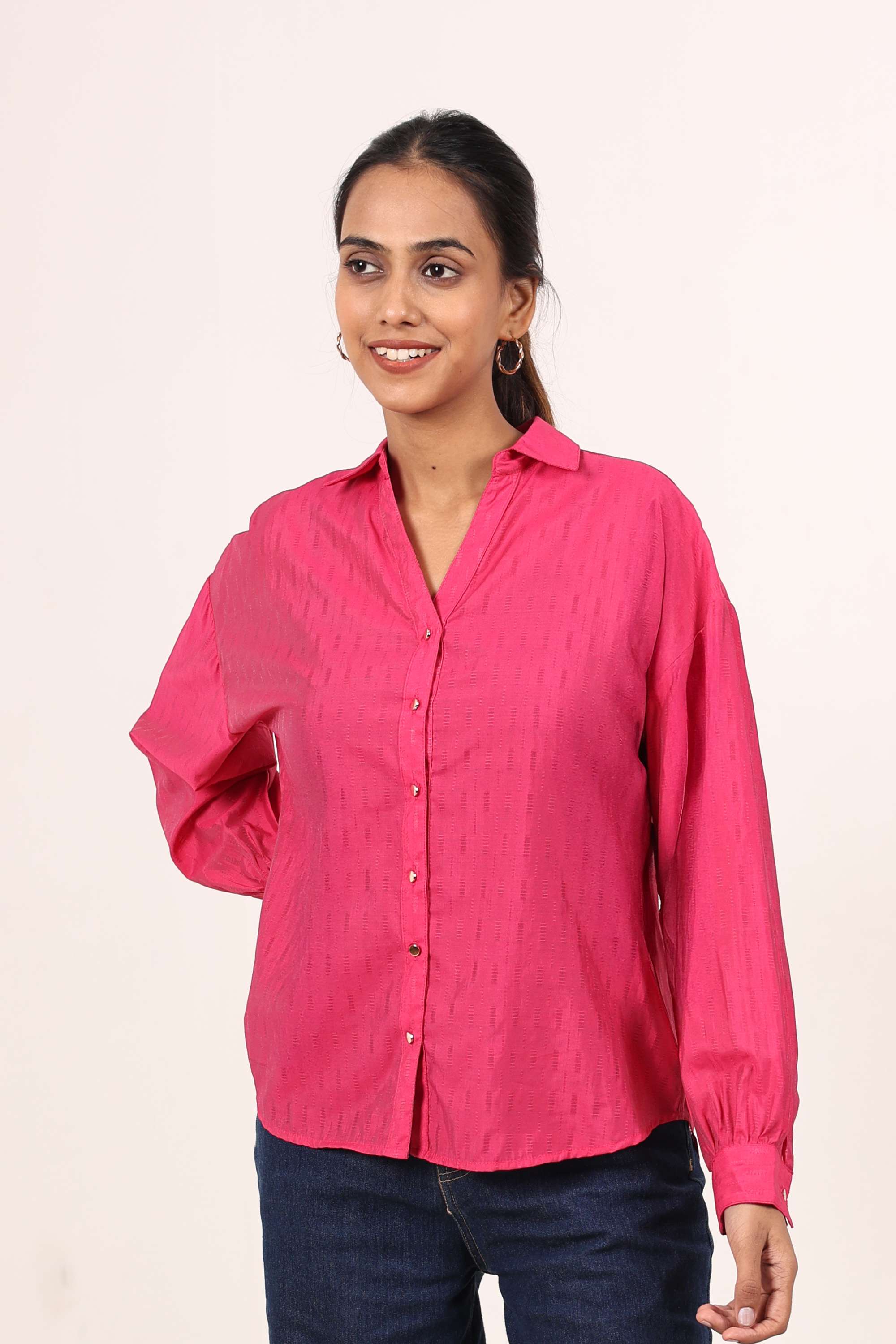 Dobby-Collared-Nylon-Women-s-Casual-Wear-Shirt