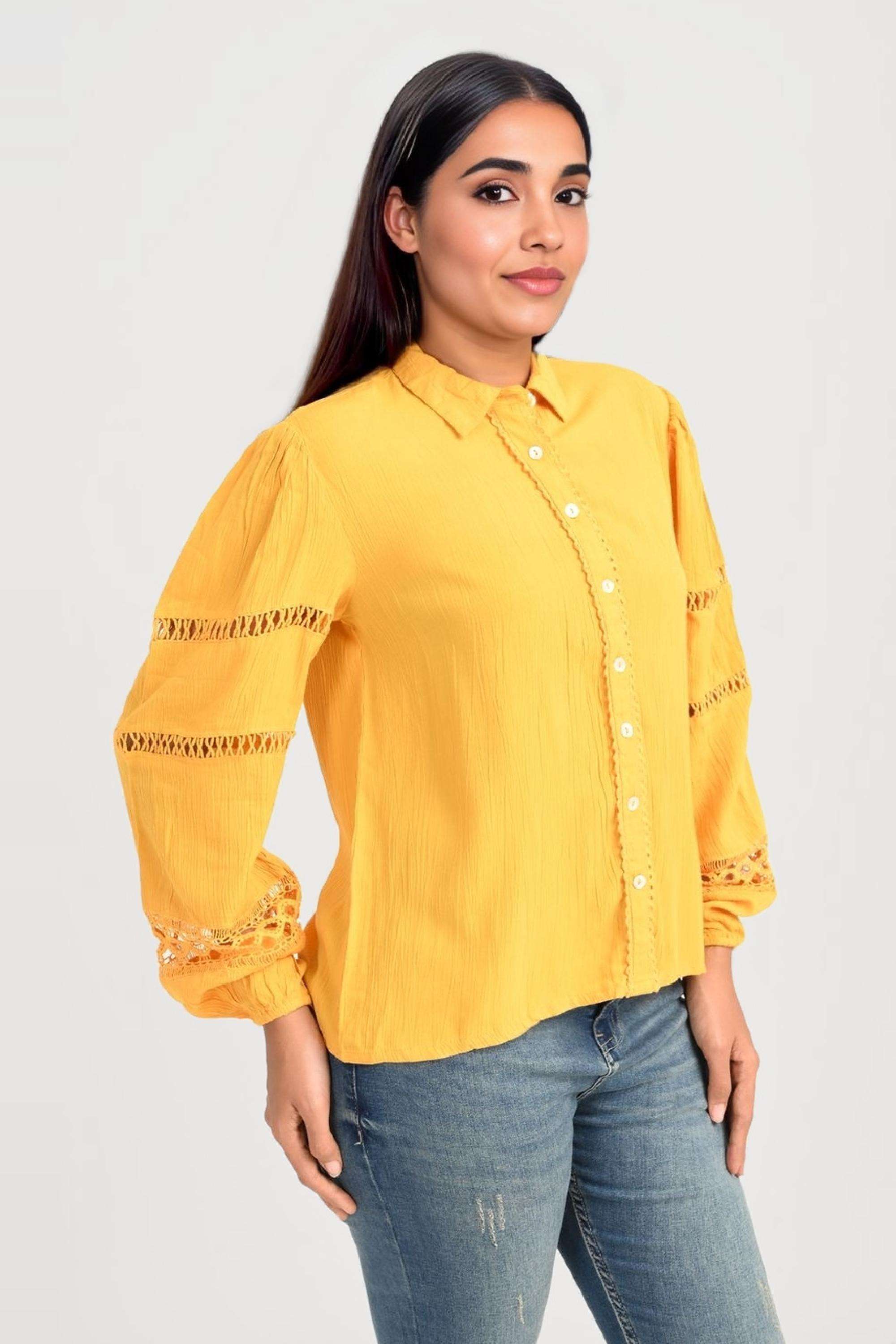 Solid-Viscose-Round-Neck-Women-Casual-Wear-Shirt