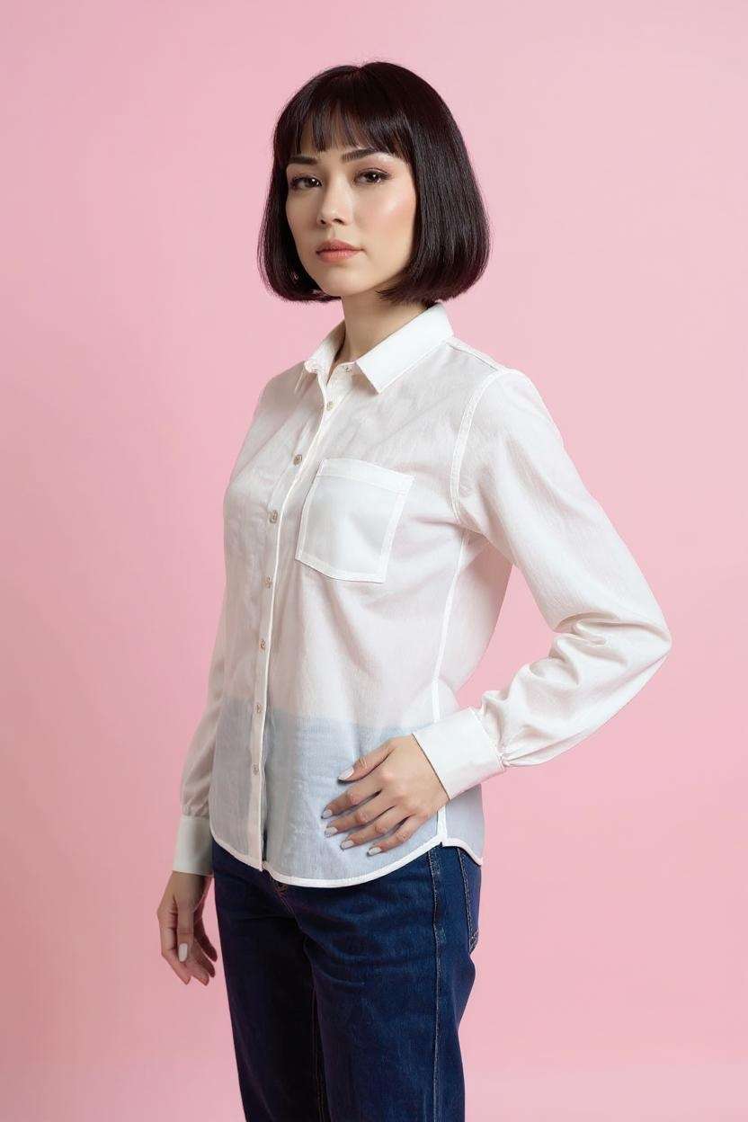 Solid-Viscose-Round-Neck-Women-Casual-Wear-Shirt