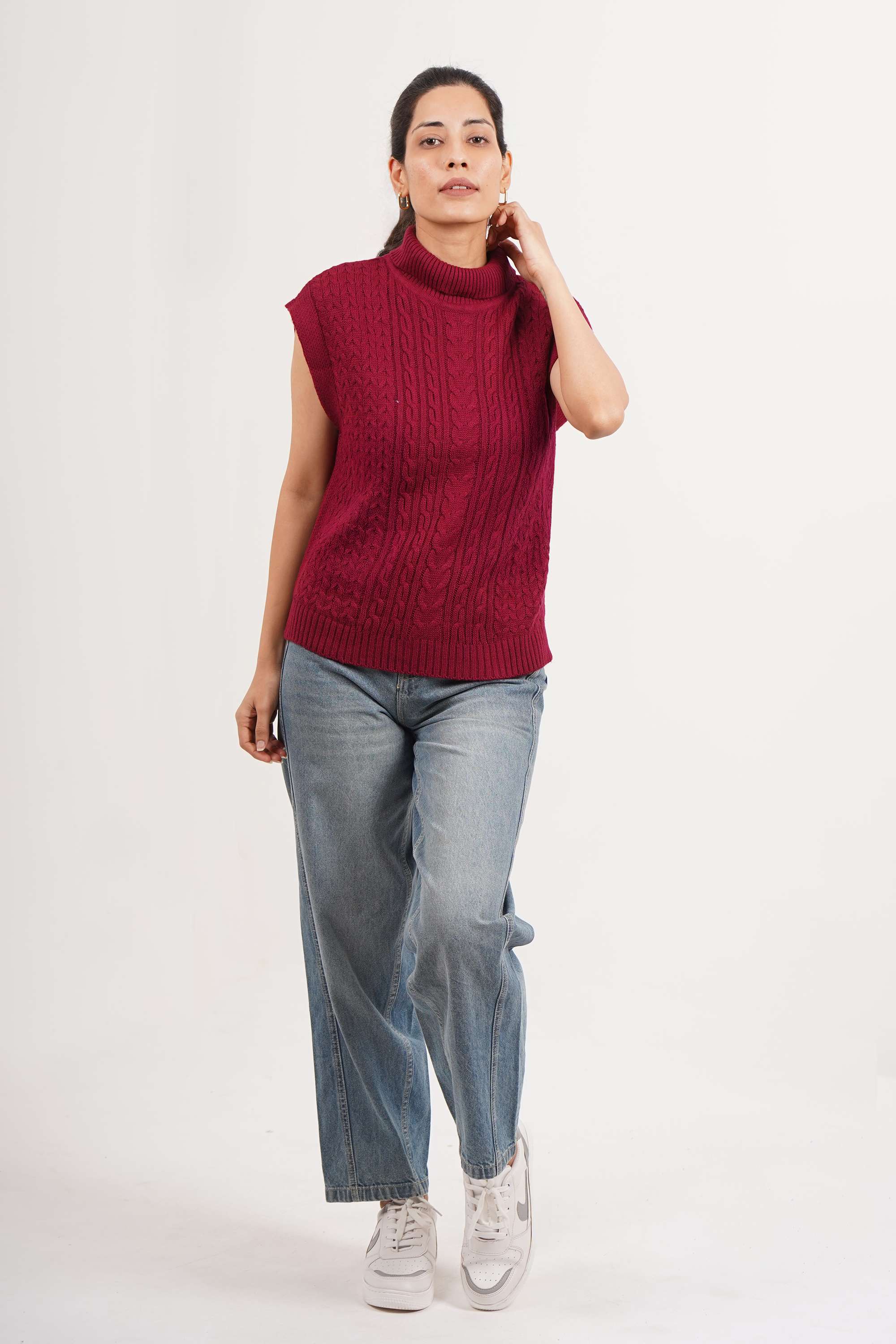 Solid-Round-Neck-Acrylic-Women-s-Casual-Wear-Sweater