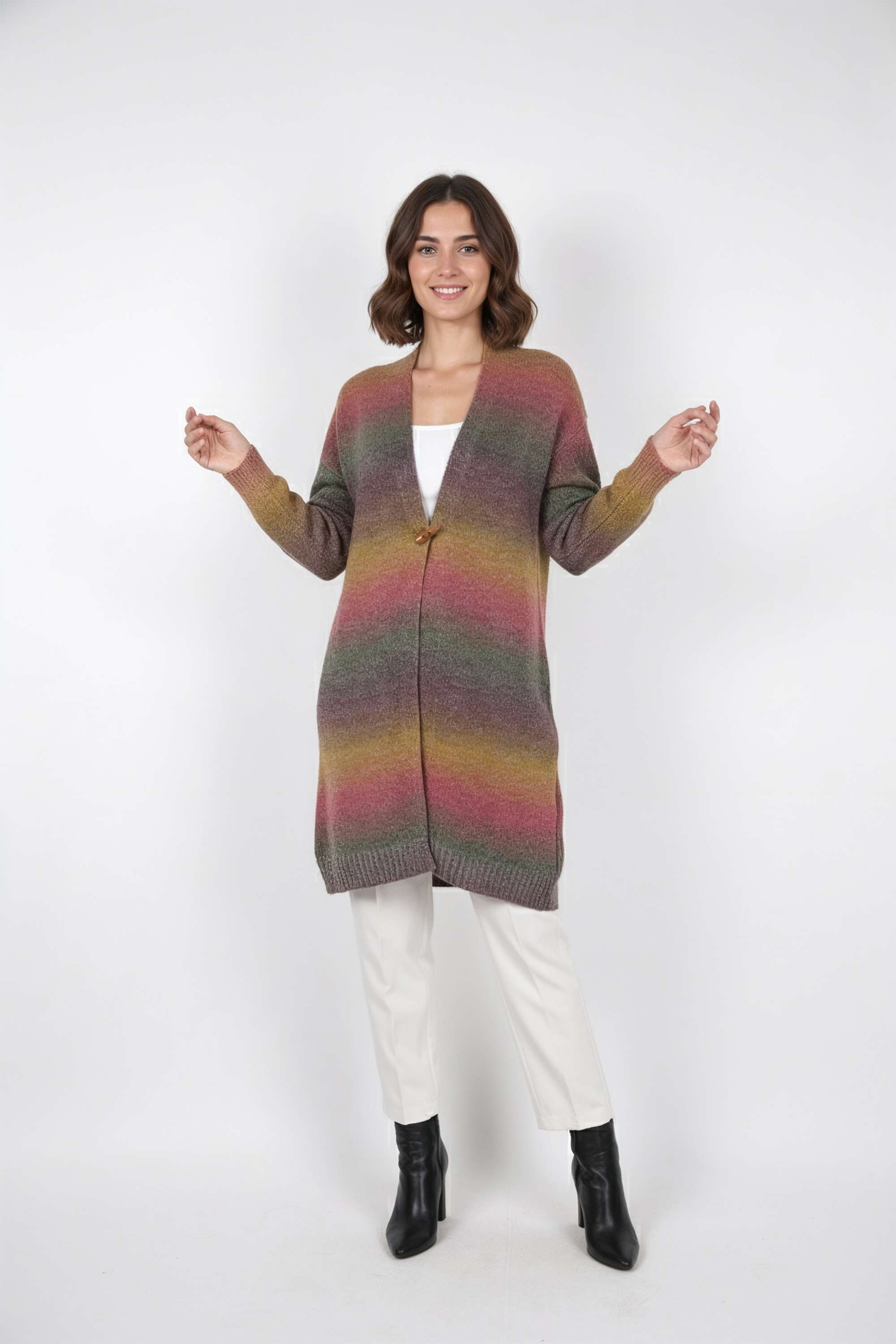 Ombre-Collared-Blended-Fabric-Women-s-Sweater