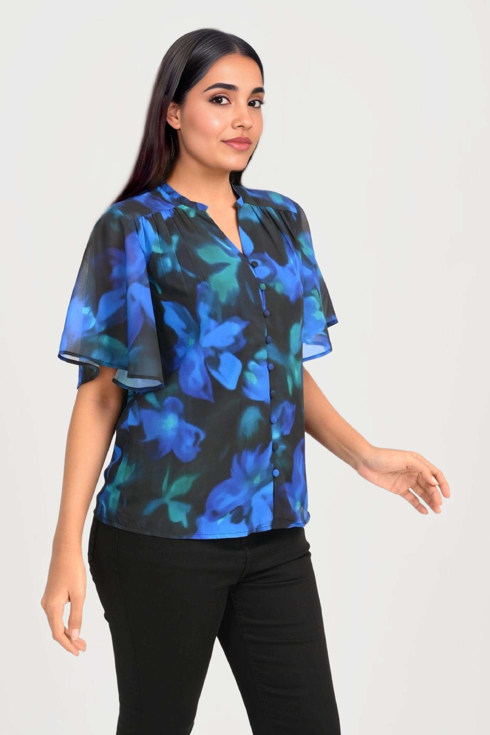 Printed-Georgette-V-Neck-Women-s-Top