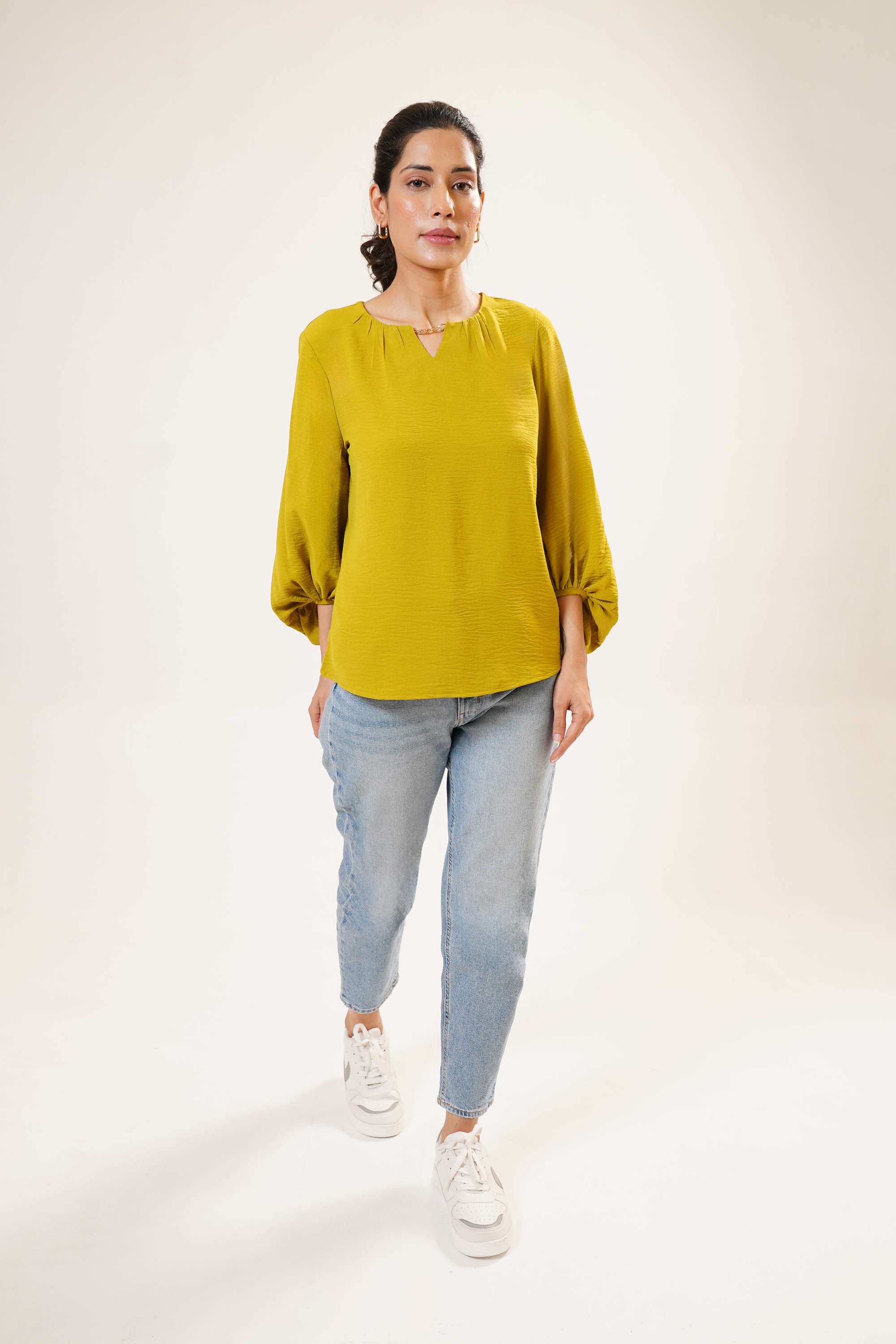 Solid-Blended-Fabric-Women-Casual-Wear-Top