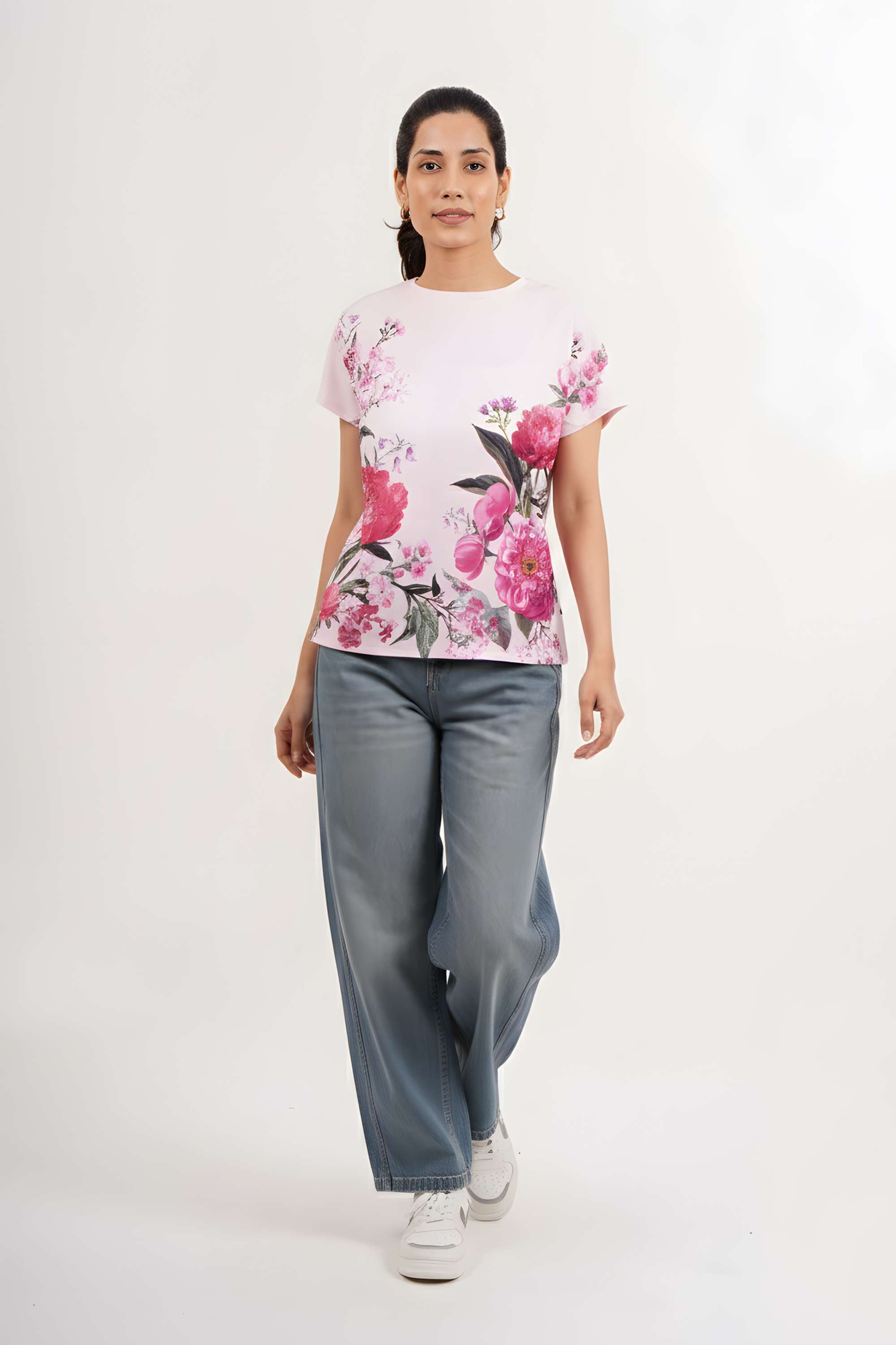 Printed-Round-Neck-Crepe-Women-s-Casual-Wear-Top