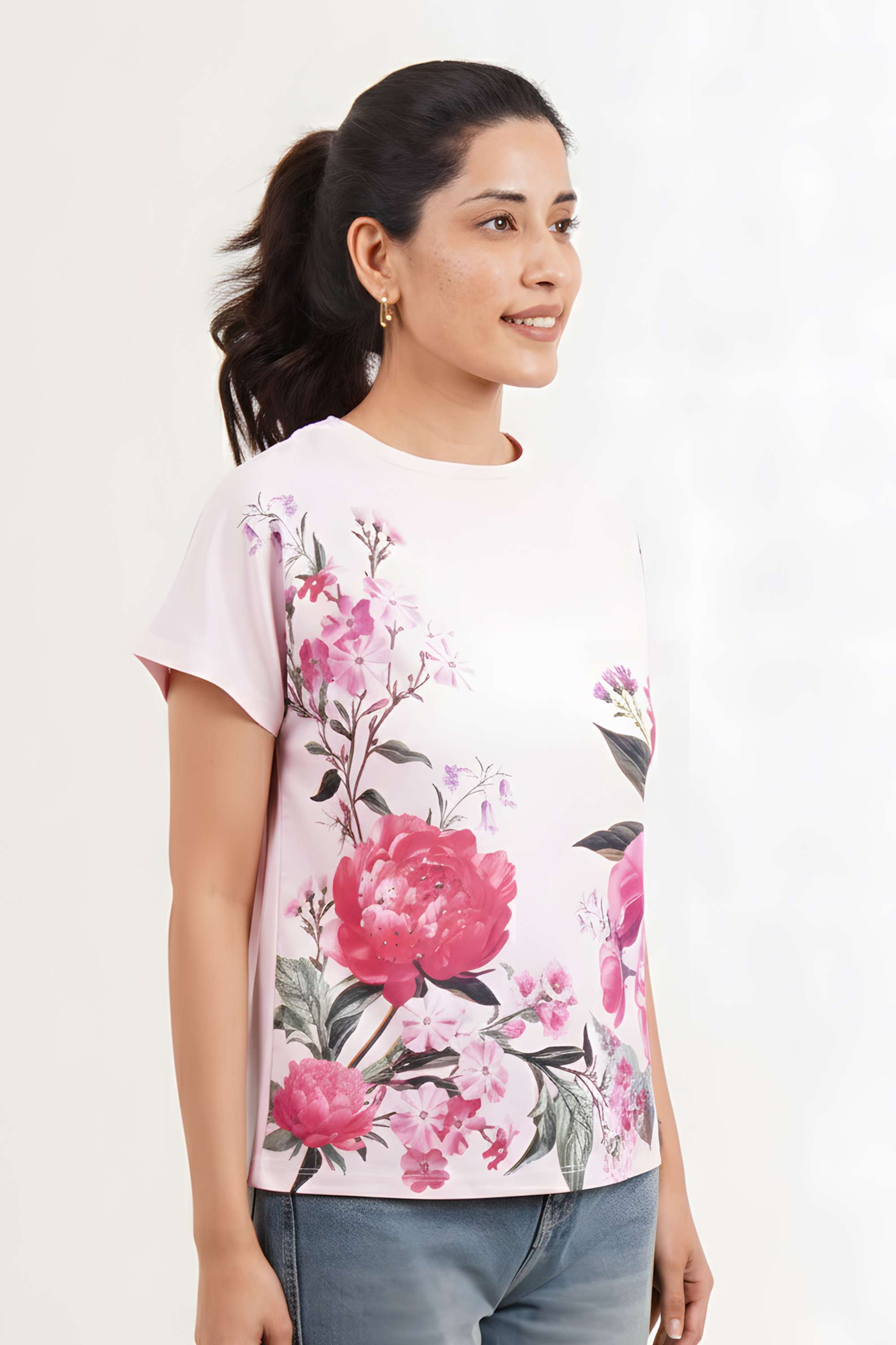 Printed-Round-Neck-Crepe-Women-s-Casual-Wear-Top