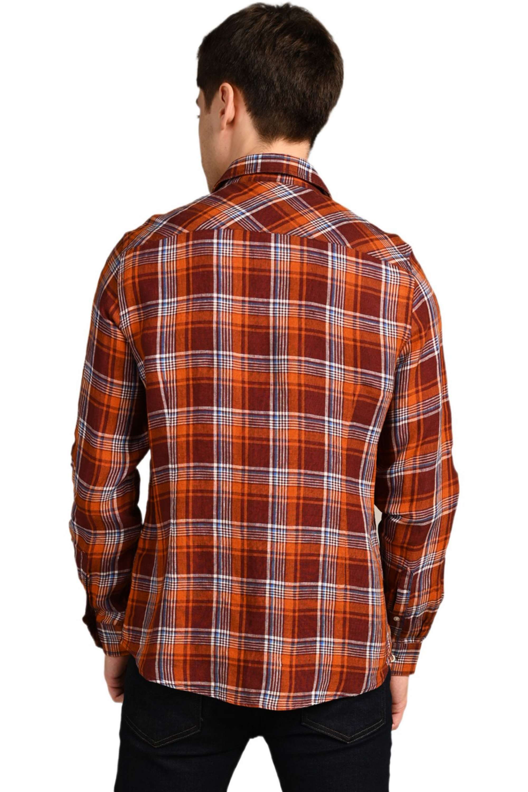 Checks-Linen-Straight-Fit-Men-Casual-Wear-Shirt