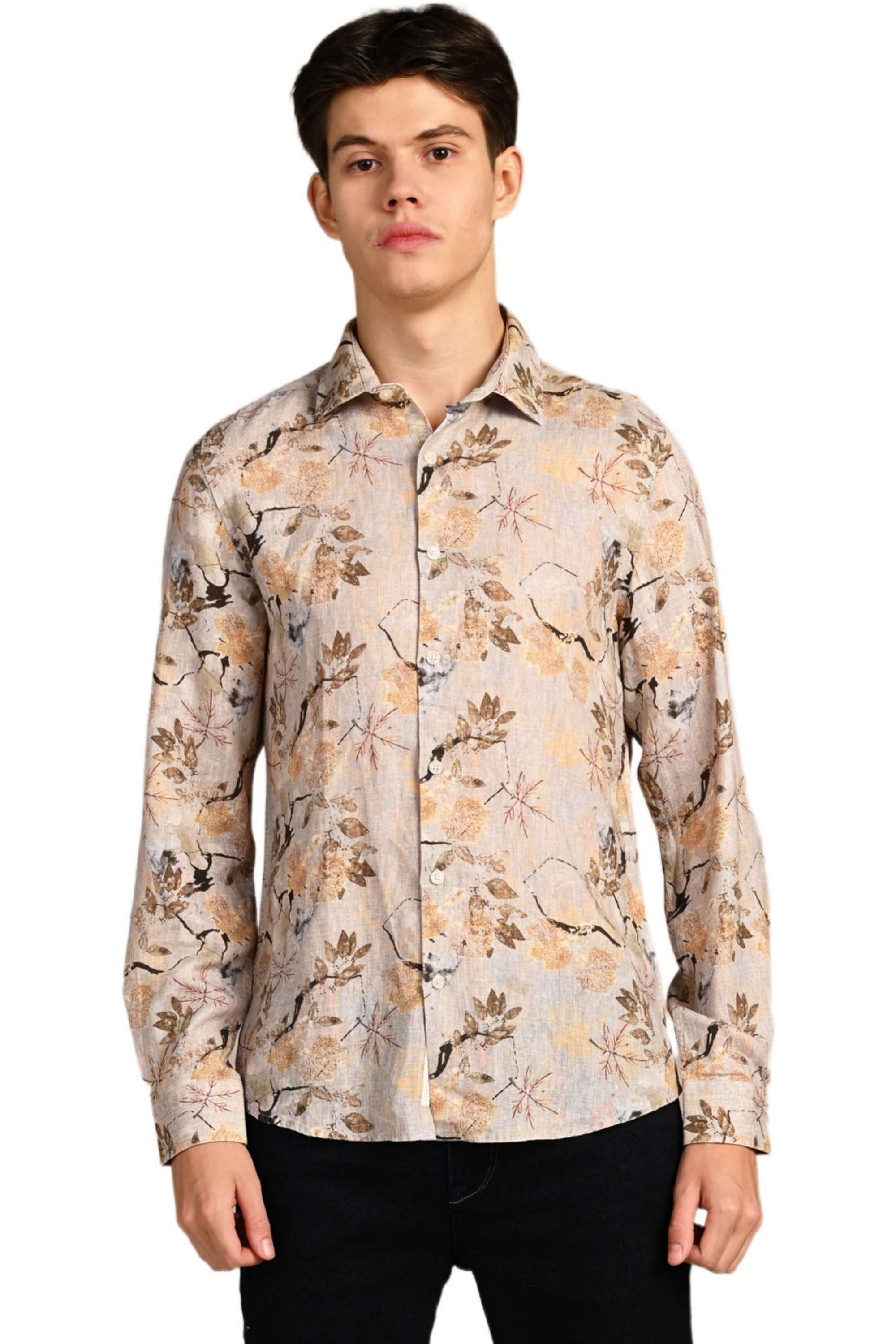 Printed-Linen-Blend-Regular-Fit-Men-Casual-Wear-Shirt