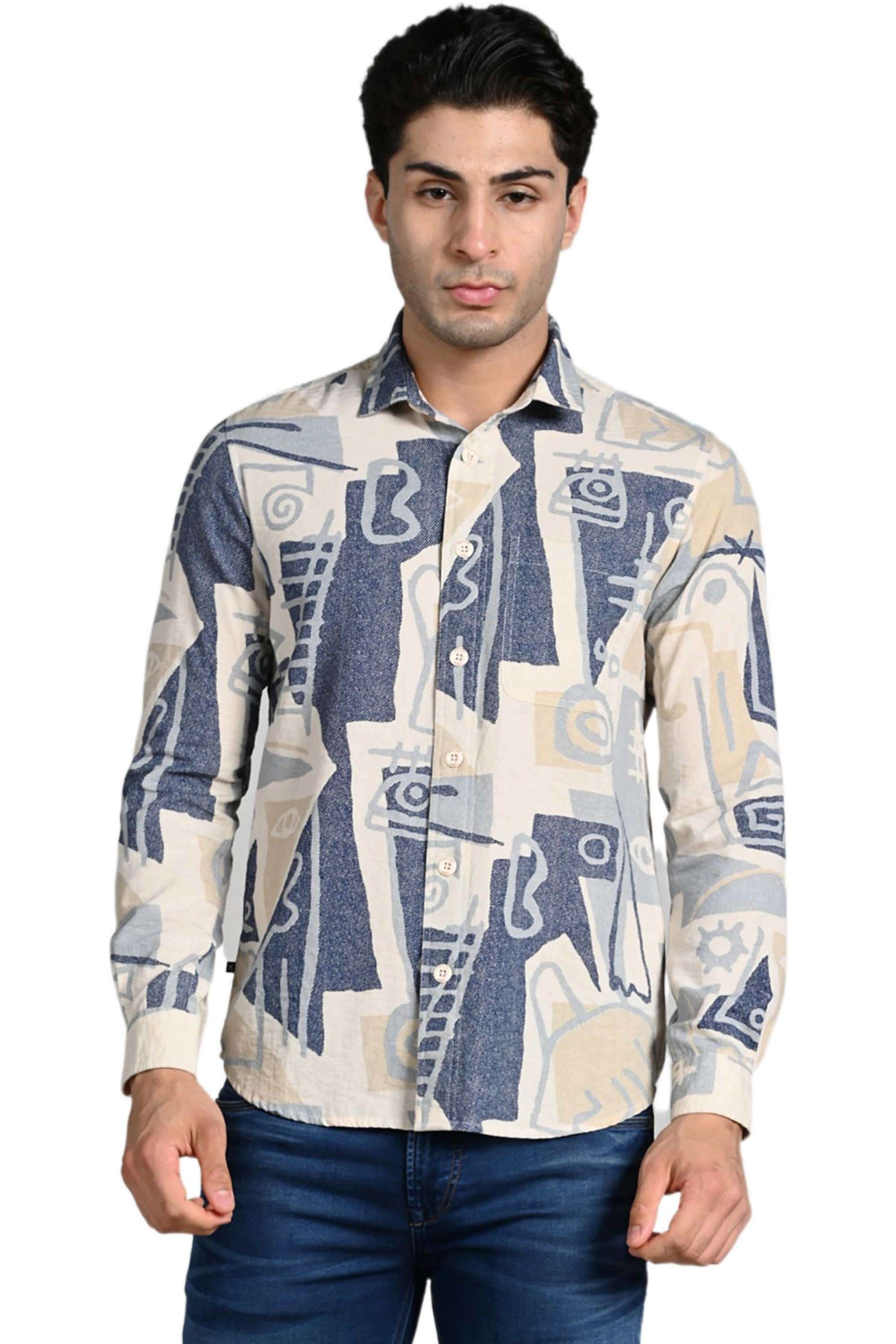 Printed-Polyester-Straight-Fit-Men-s-Casual-Shirt