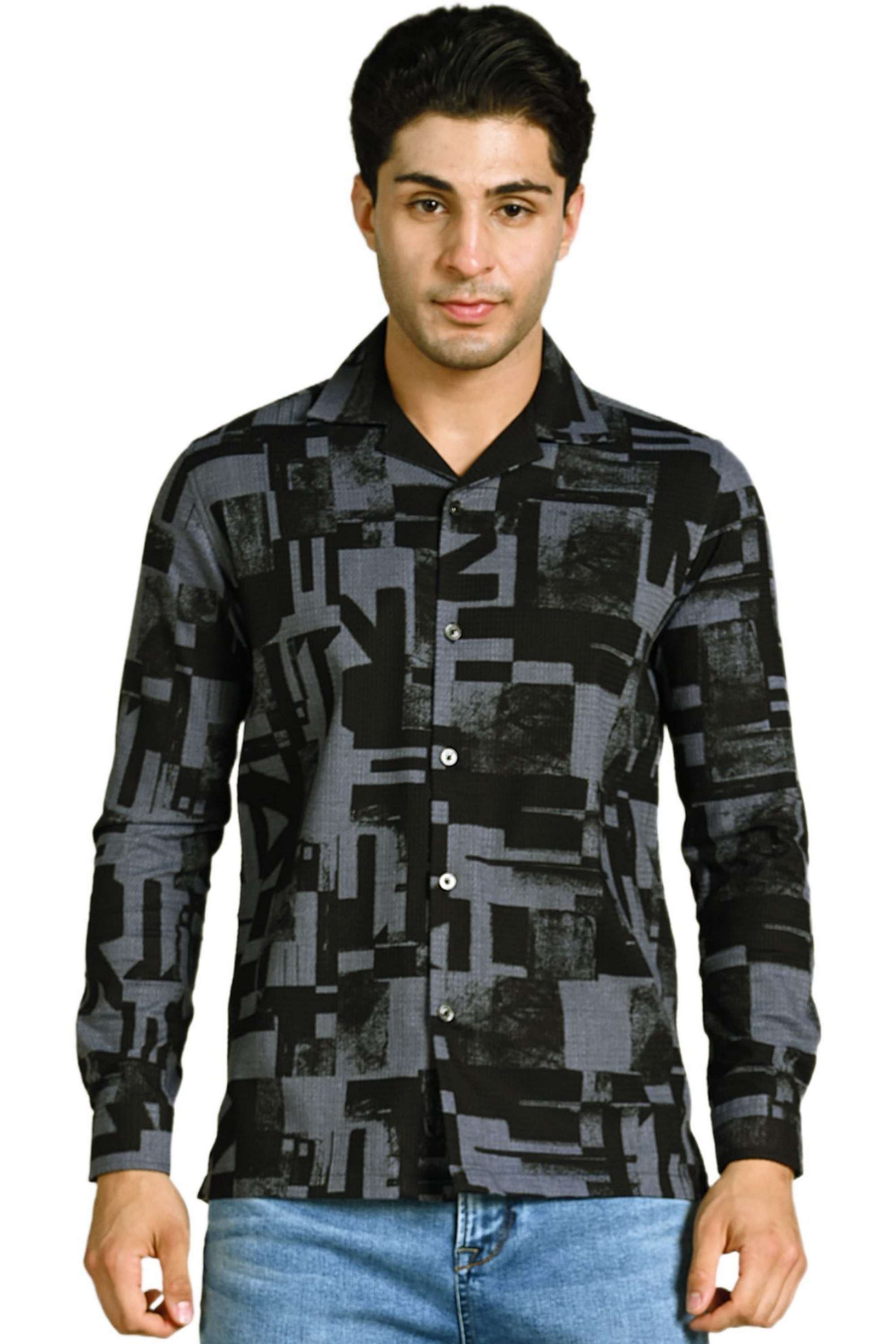 Printed-Blended-Fabric-Straight-Fit-Men-Casual-Wear-Shirt