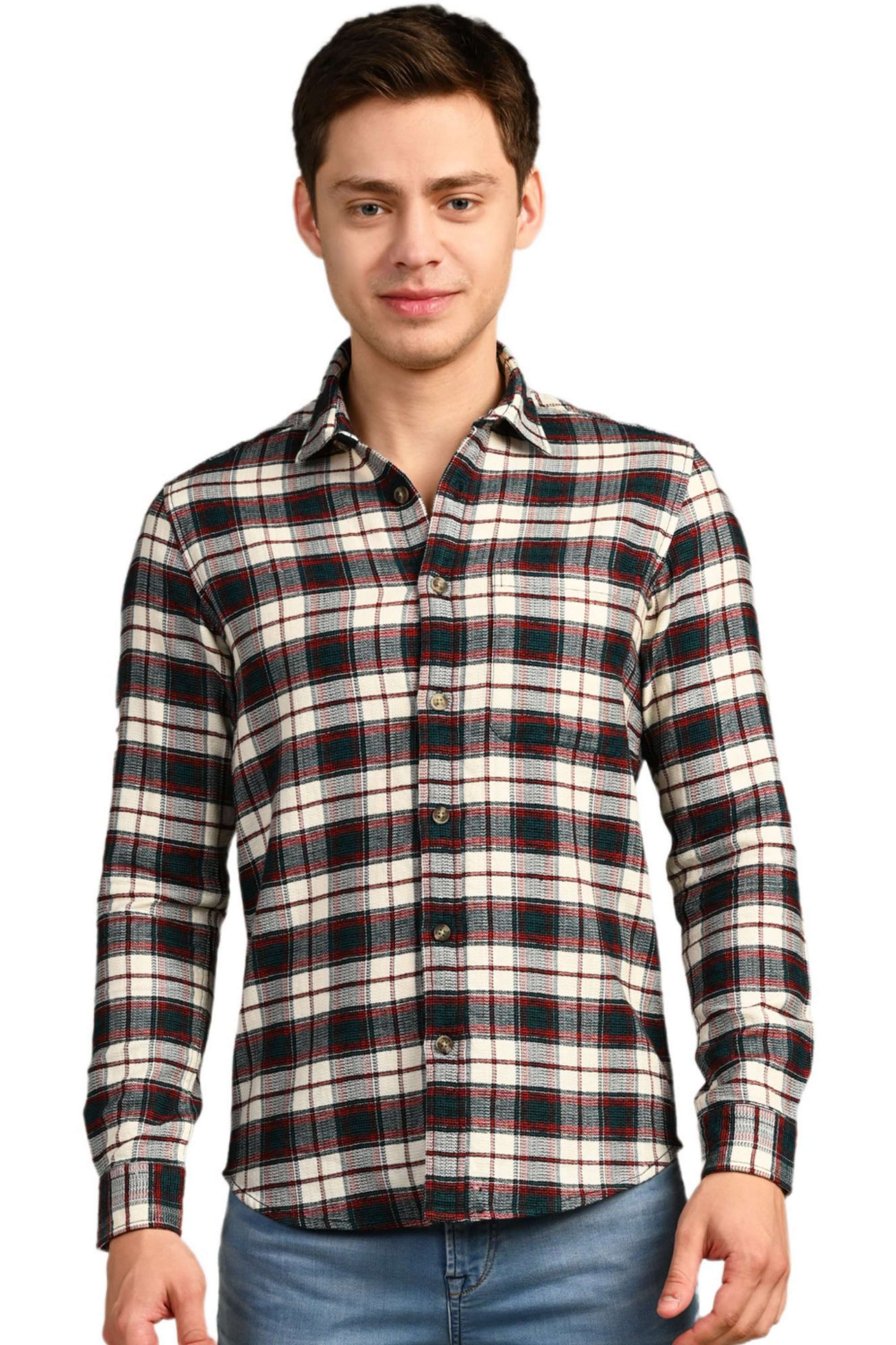 Checks-Cotton-Straight-Fit-Men-s-Casual-Shirt