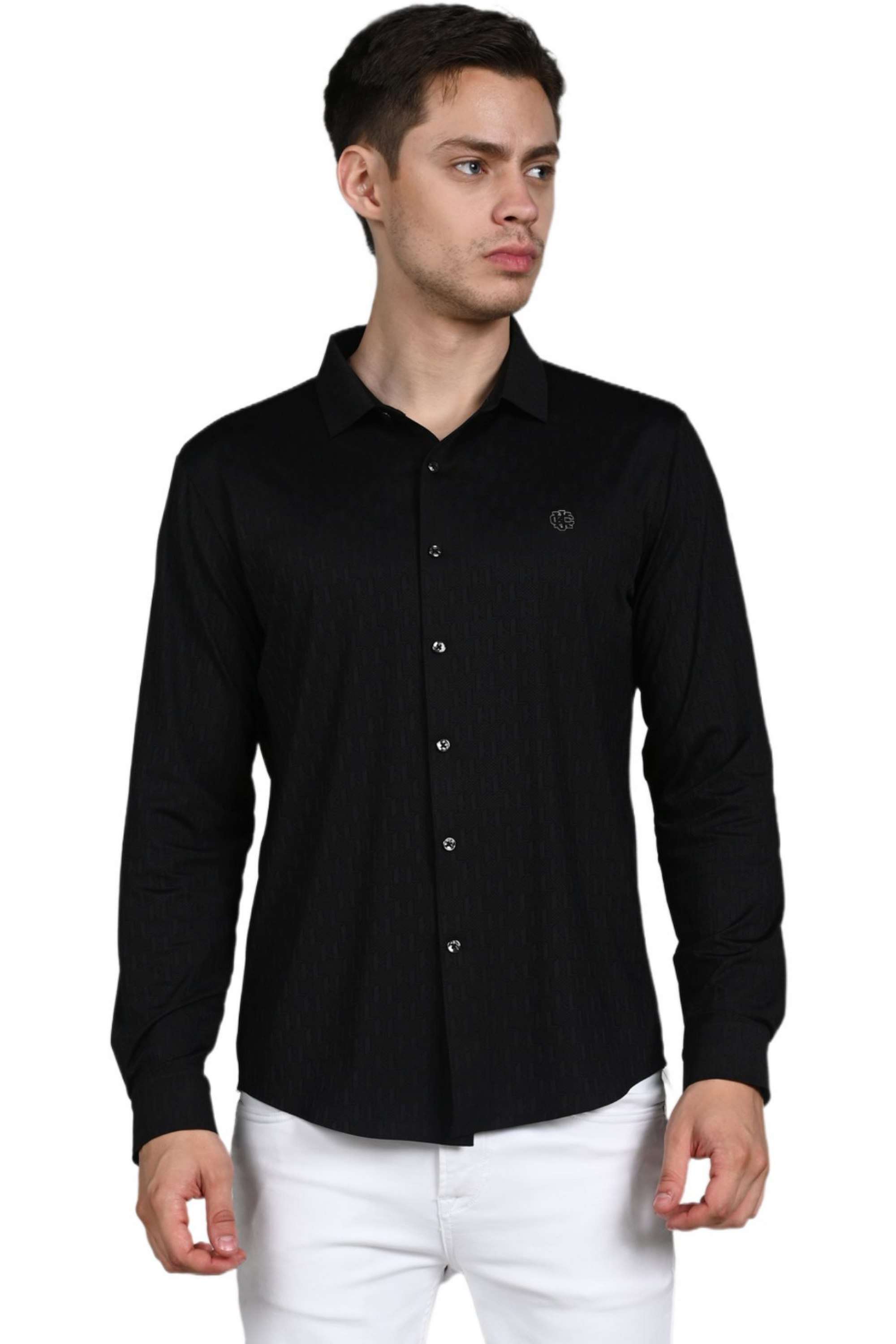 Solid-Nylon-Terry-Regular-Fit-Men-s-Casual-Shirt