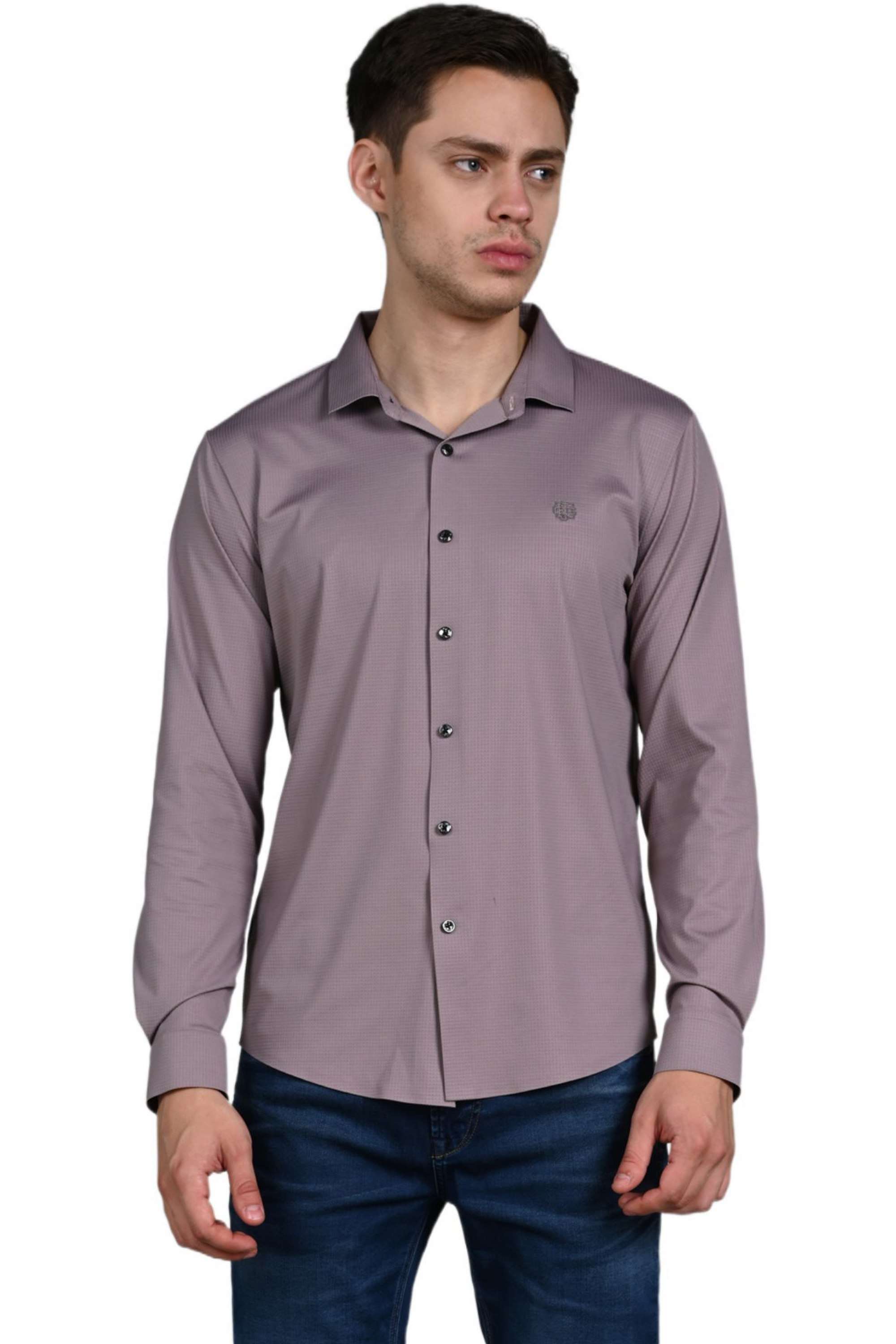 Solid-Nylon-Fleece-Slim-Fit-Men-s-Casual-Shirt