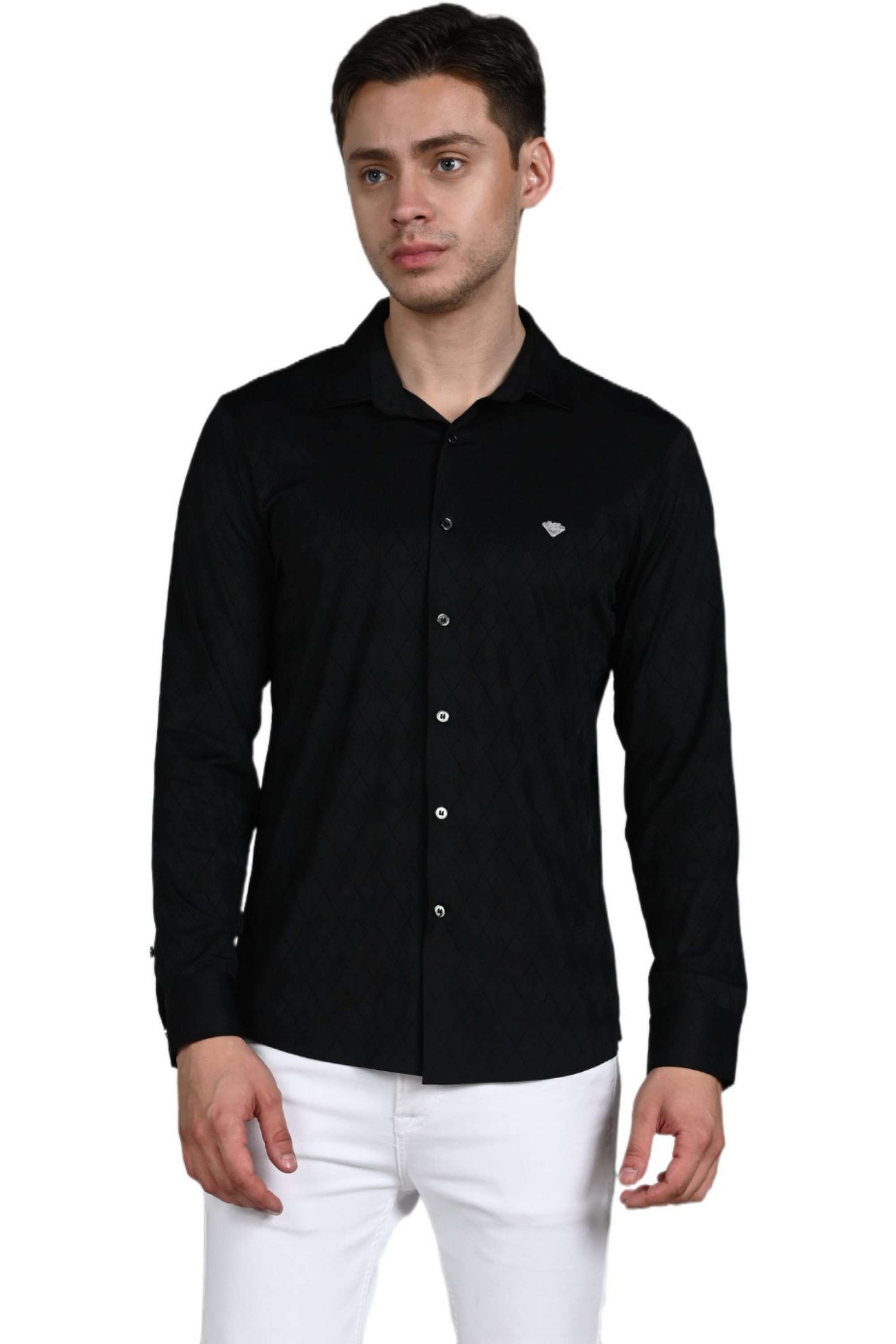 Solid-Nylon-Fleece-Slim-Fit-Men-s-Casual-Shirt