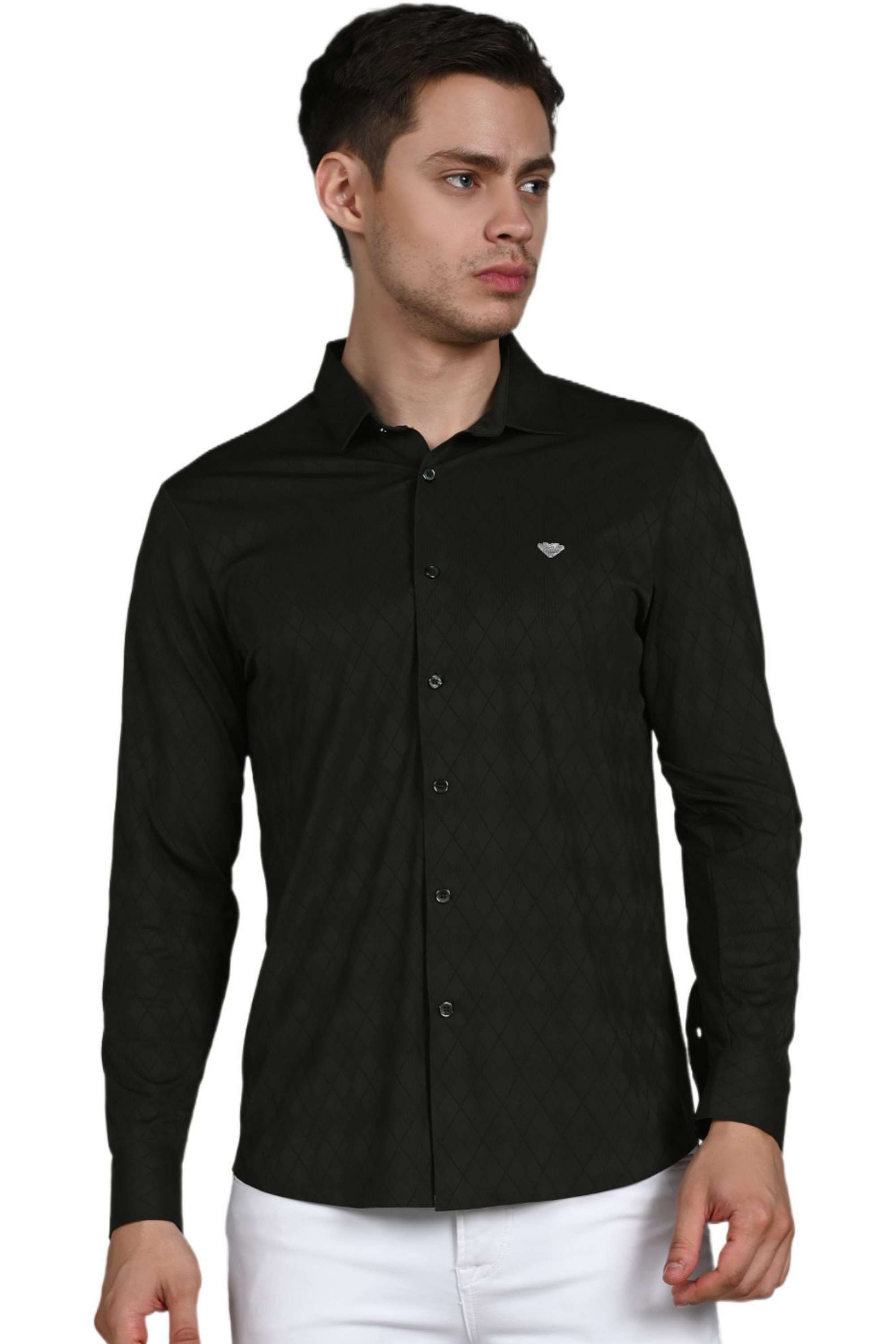 Solid-Nylon-Fleece-Slim-Fit-Men-s-Casual-Shirt