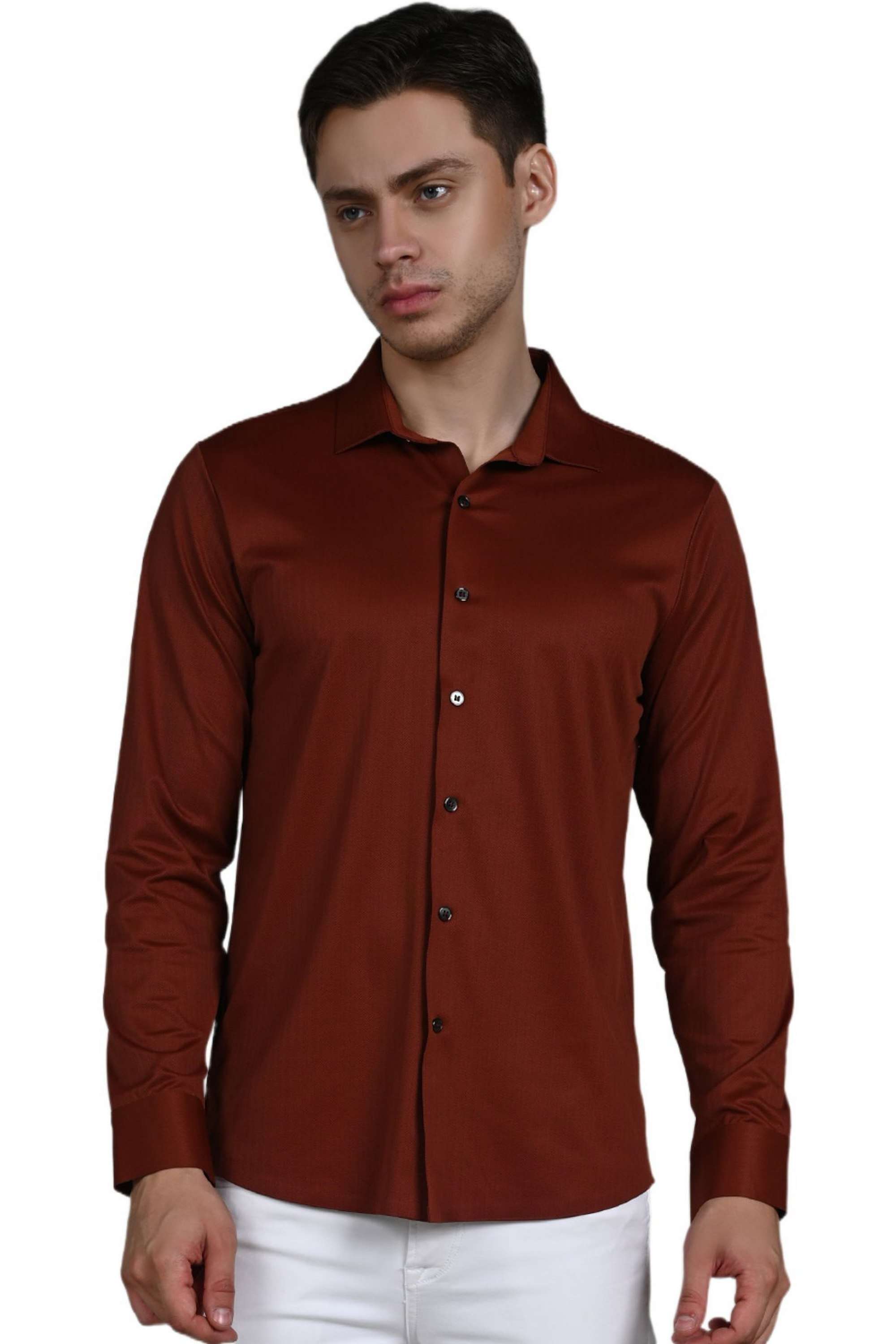 Solid-Nylon-Fleece-Slim-Fit-Men-s-Casual-Shirt