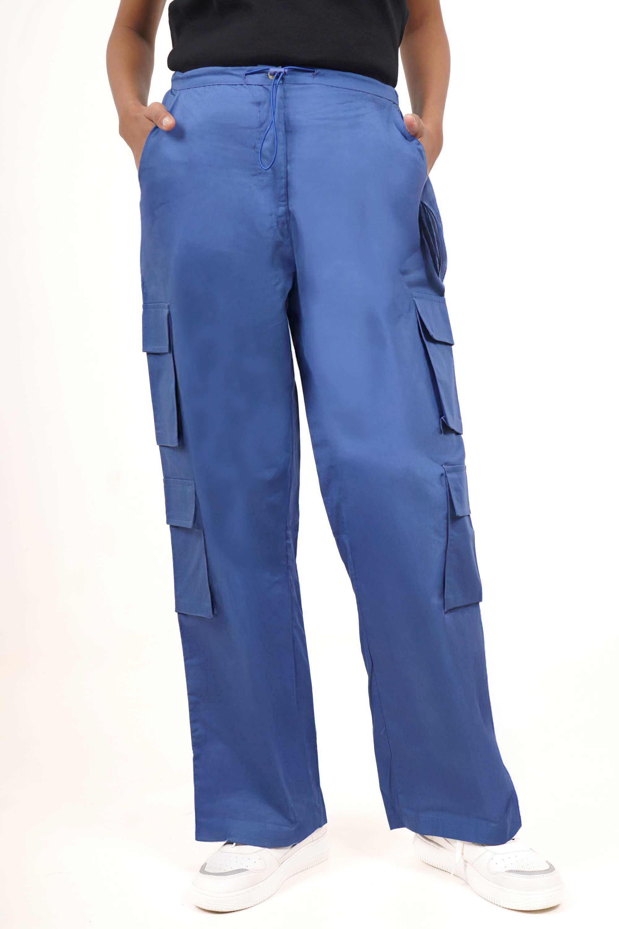 Solid-Relaxed-Fit-Poplin-Women-s-Casual-Wear-Pants