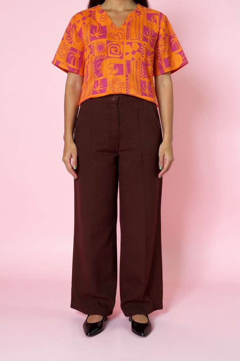Blended-Fabric-Regular-Fit-Women-Pants